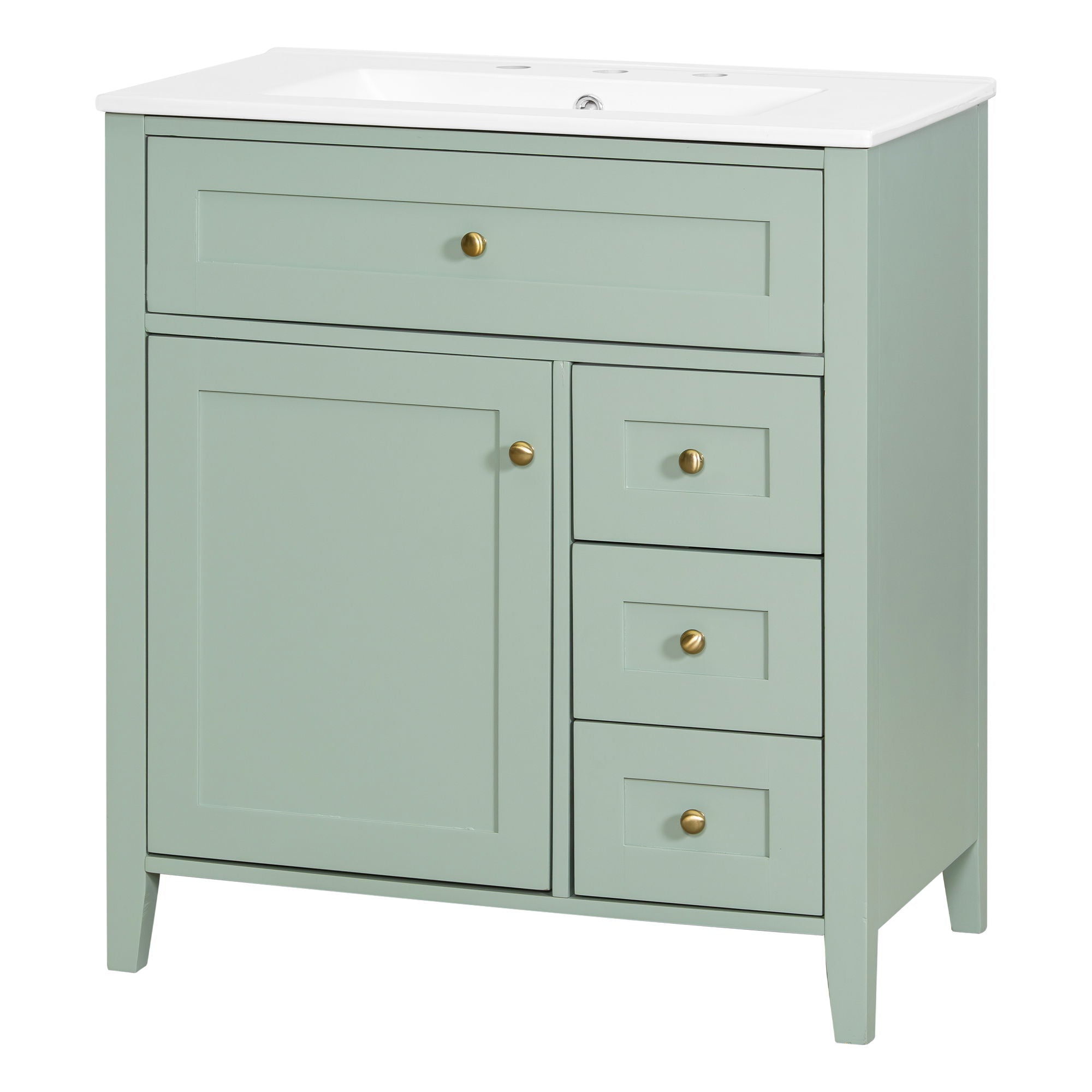 Bathroom Vanity With Sink, 3 Drawers And Adjustable Shelf