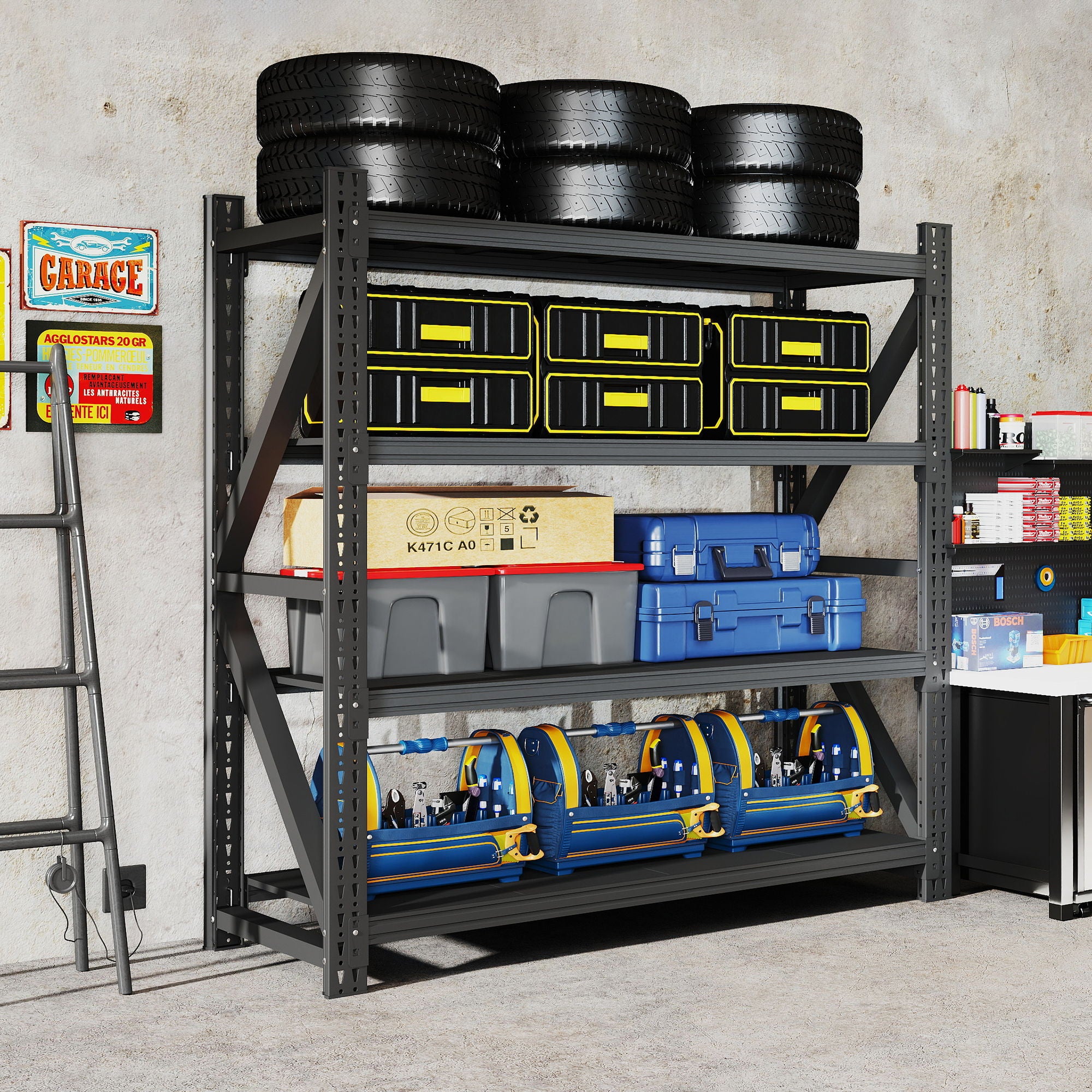 Heavy Duty 4 Shelf Garage Shelving Unit
