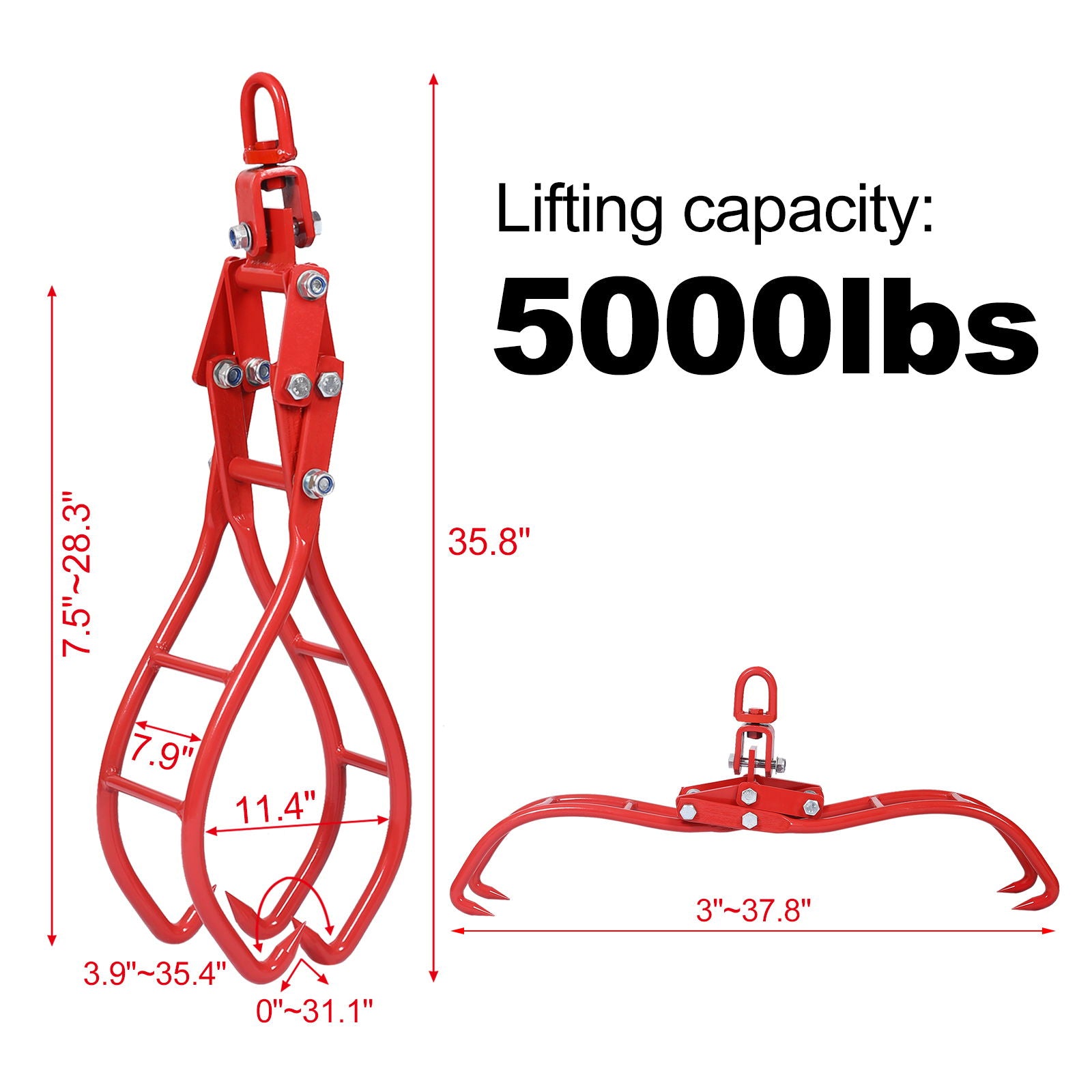 Heavy-Duty 4 Claw Timber Log Lifting Tongs Grabber
