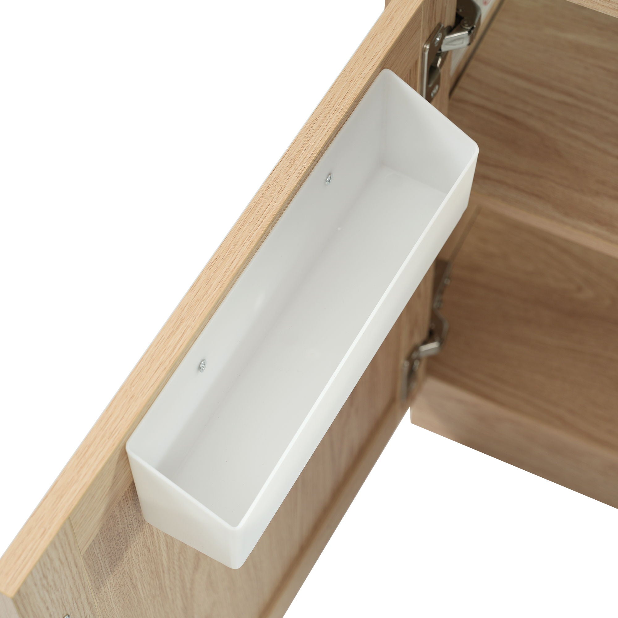 Bathroom Vanity With Reversible Resin Sink, Cabinet & Zinc Alloy Handles - Wood