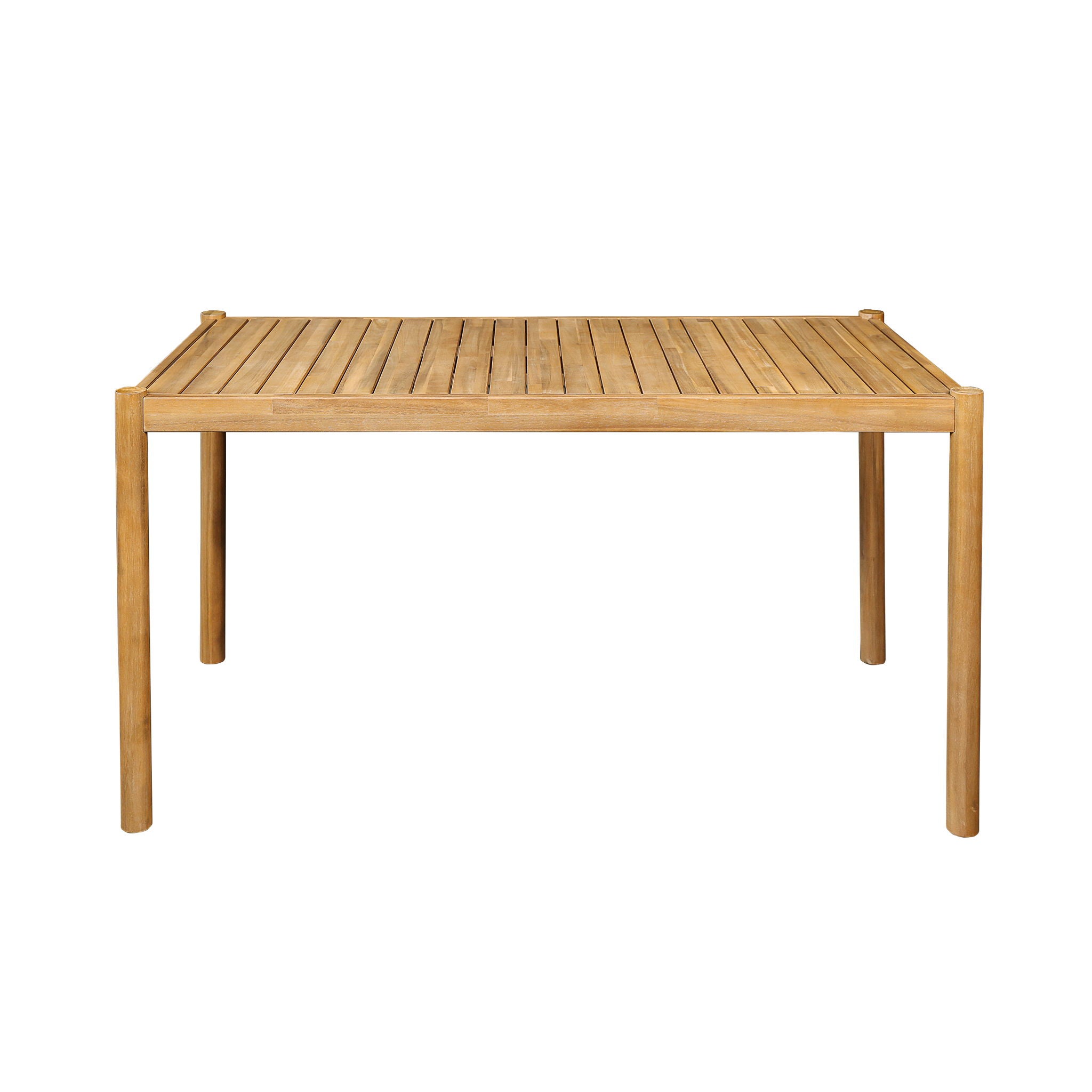 Outdoor Dining Set 1 Table 4 Chairs (Set of 5) - Teak / Beige