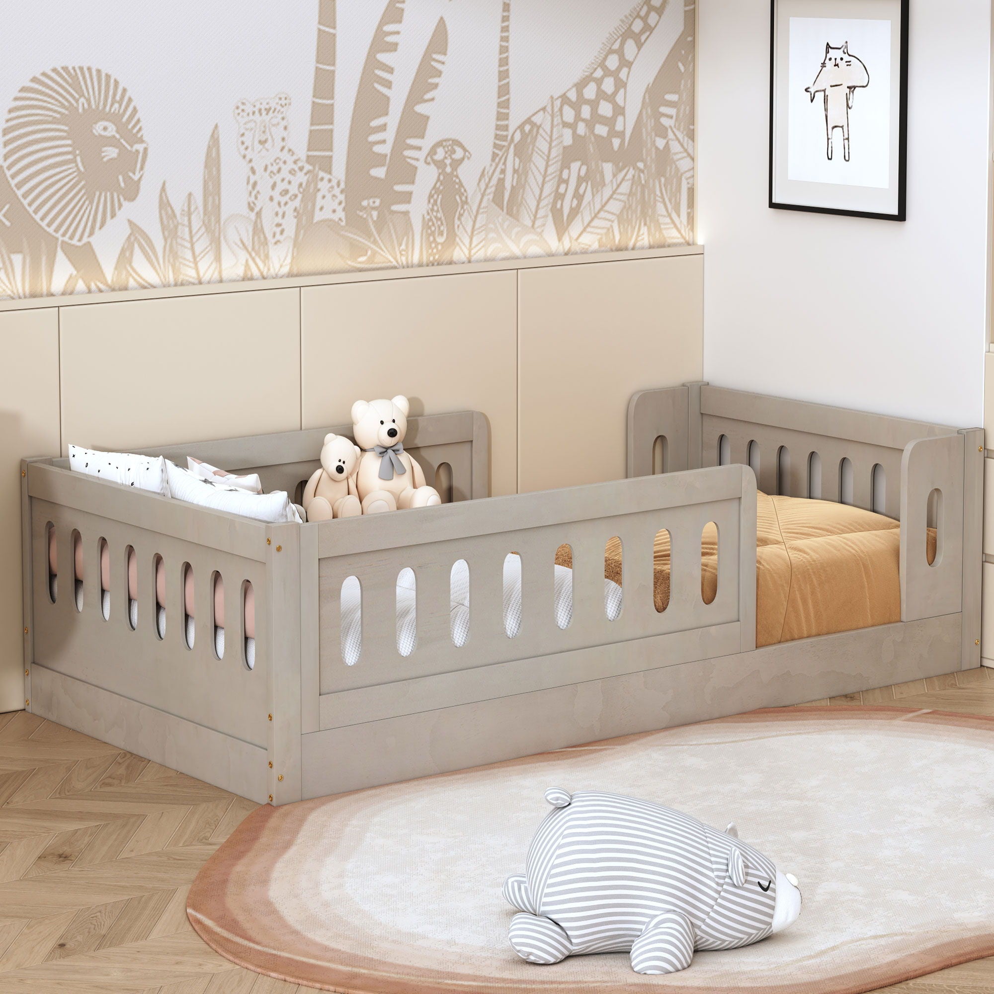 Platform Bed With Guardrail