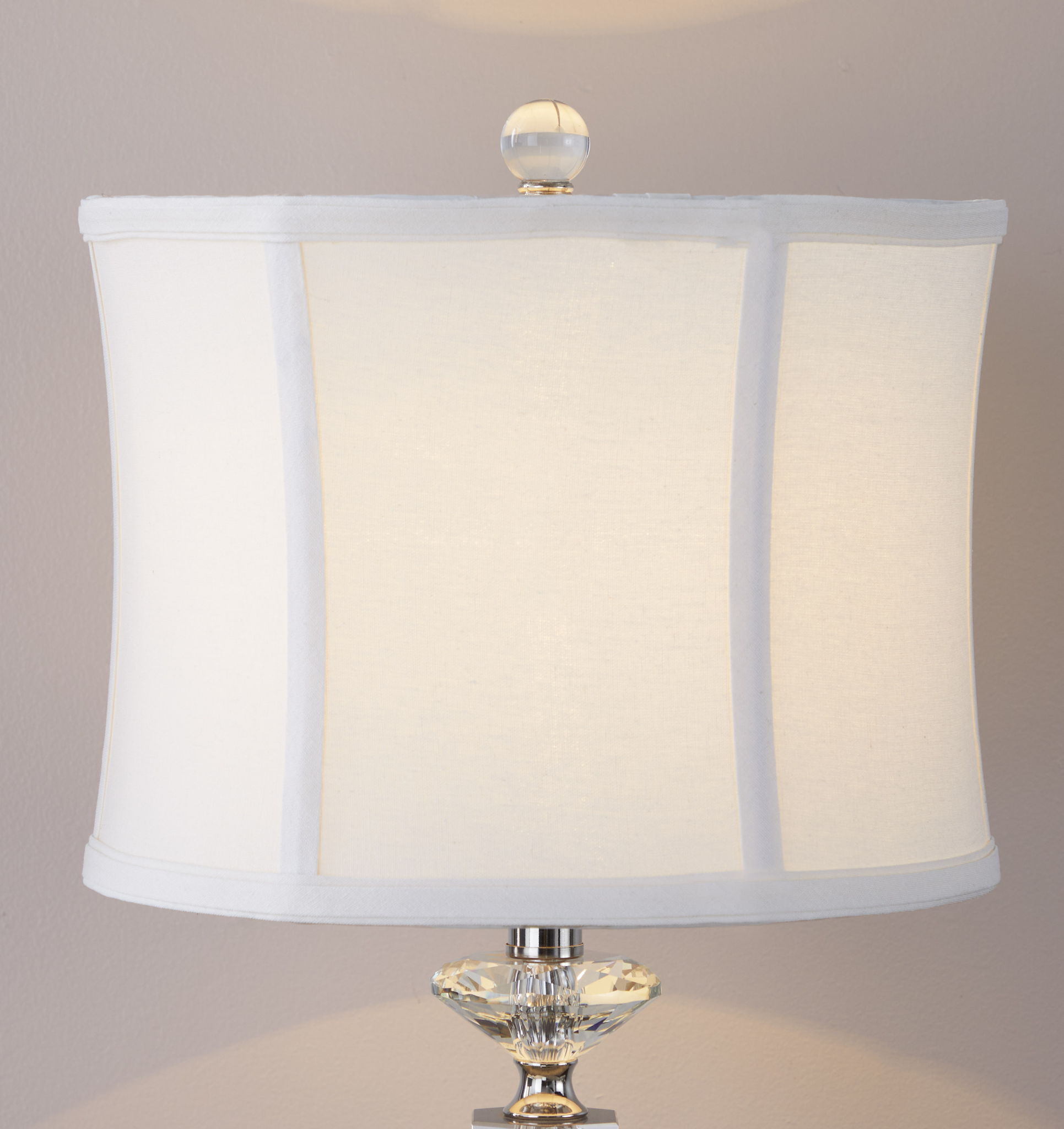 Diamond - Torch Contemporary Crystal Table Lamp (Set of 2) - Clear / Off White / Polished Nickel