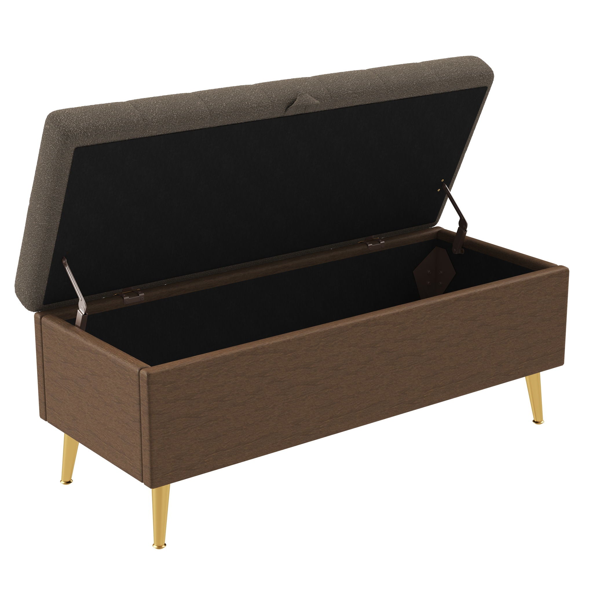 Modern Tufted Storage Ottoman Bench With Metal Legs