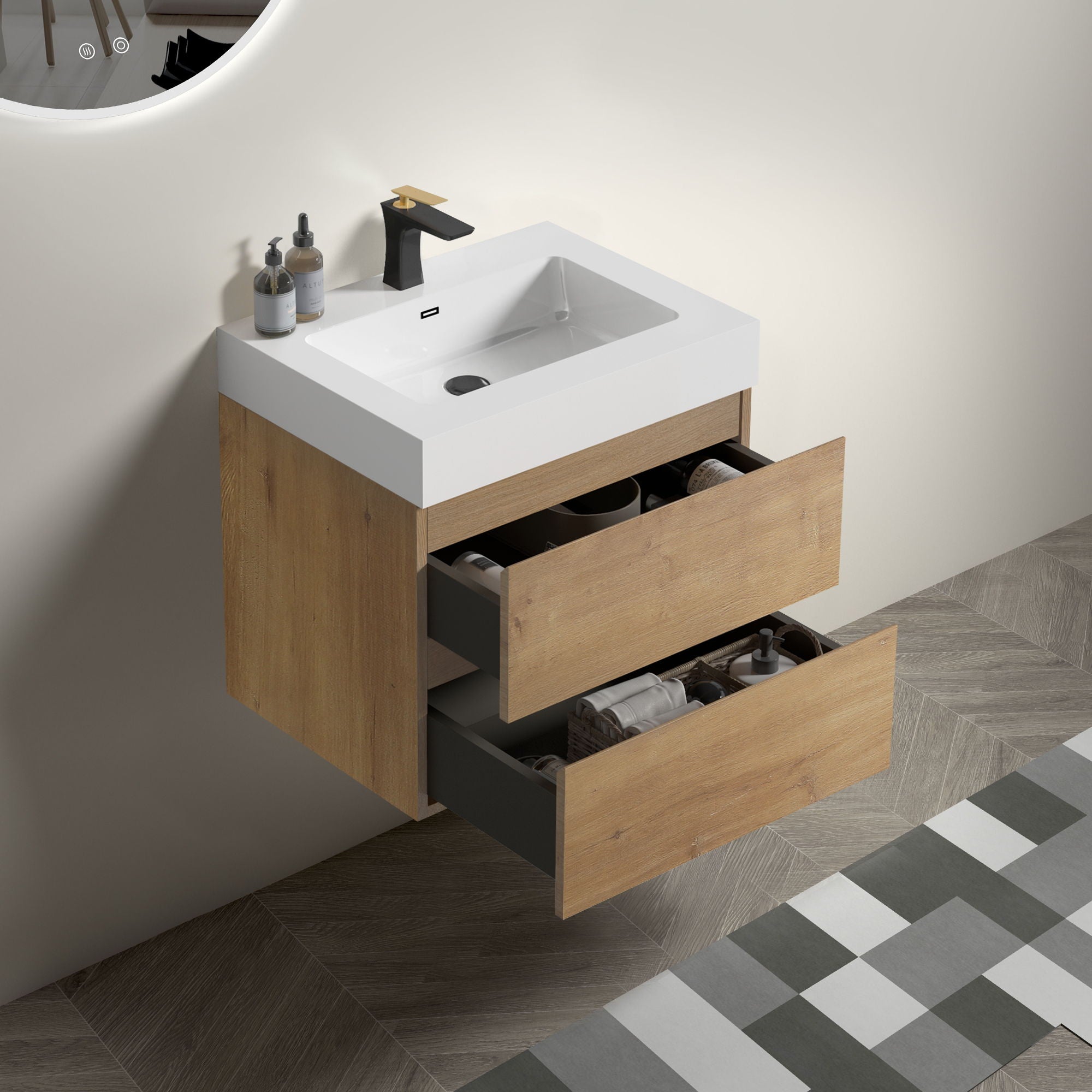 Alice - Bathroom Vanity With Sink, Large Storage, Wall Mounted, Floating