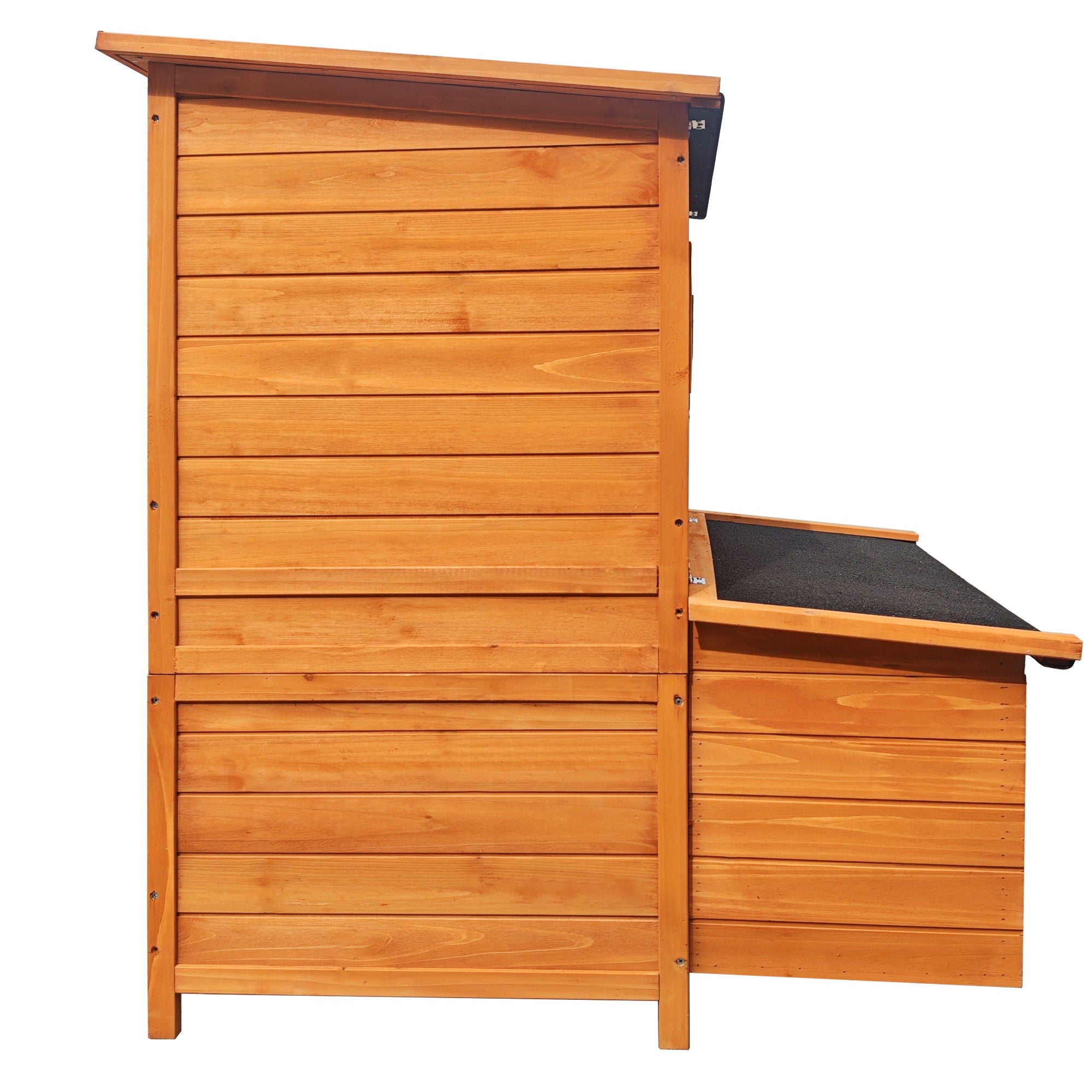 Chicken Coop, Large Chicken Coop With 3 Nesting Boxes, Foldable Ramp And Flip Up Asphalt Roof - Orange
