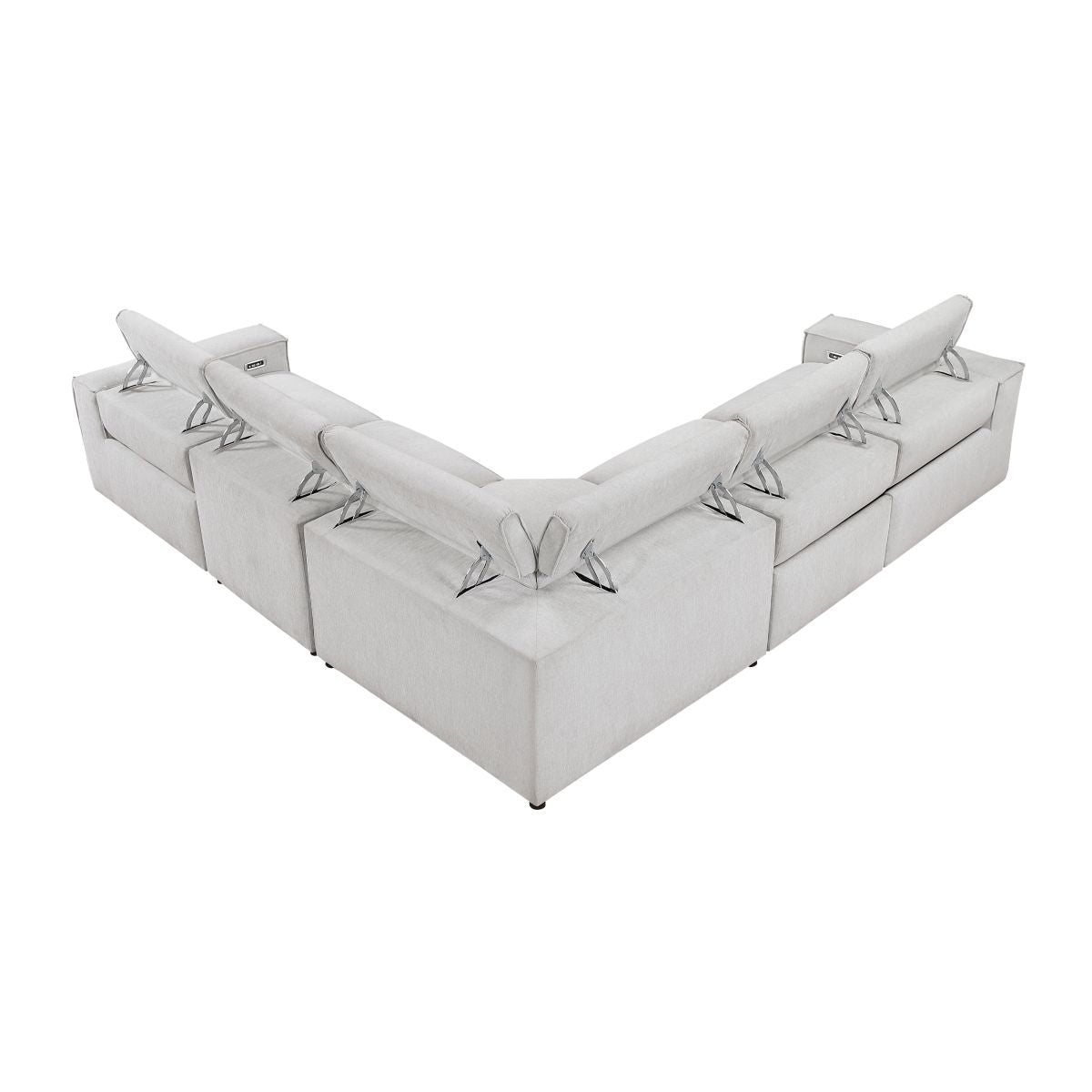 Phoebe - 5-Piece Modular Power Reclining Sectional With Power Headrests - Gray