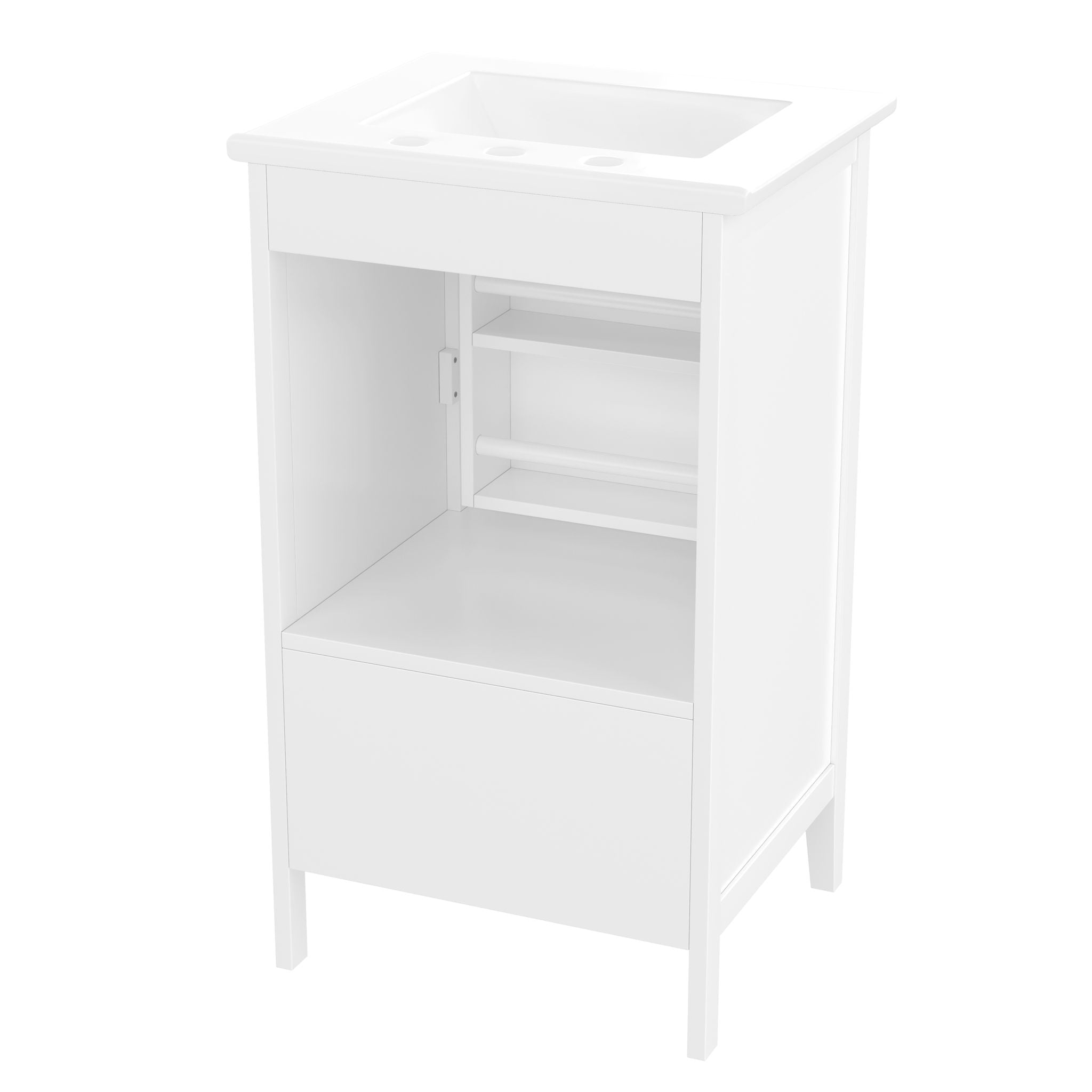 Modern Bathroom Vanity With Sink, Cabinet Storage, Drawer & Adjustable Feet