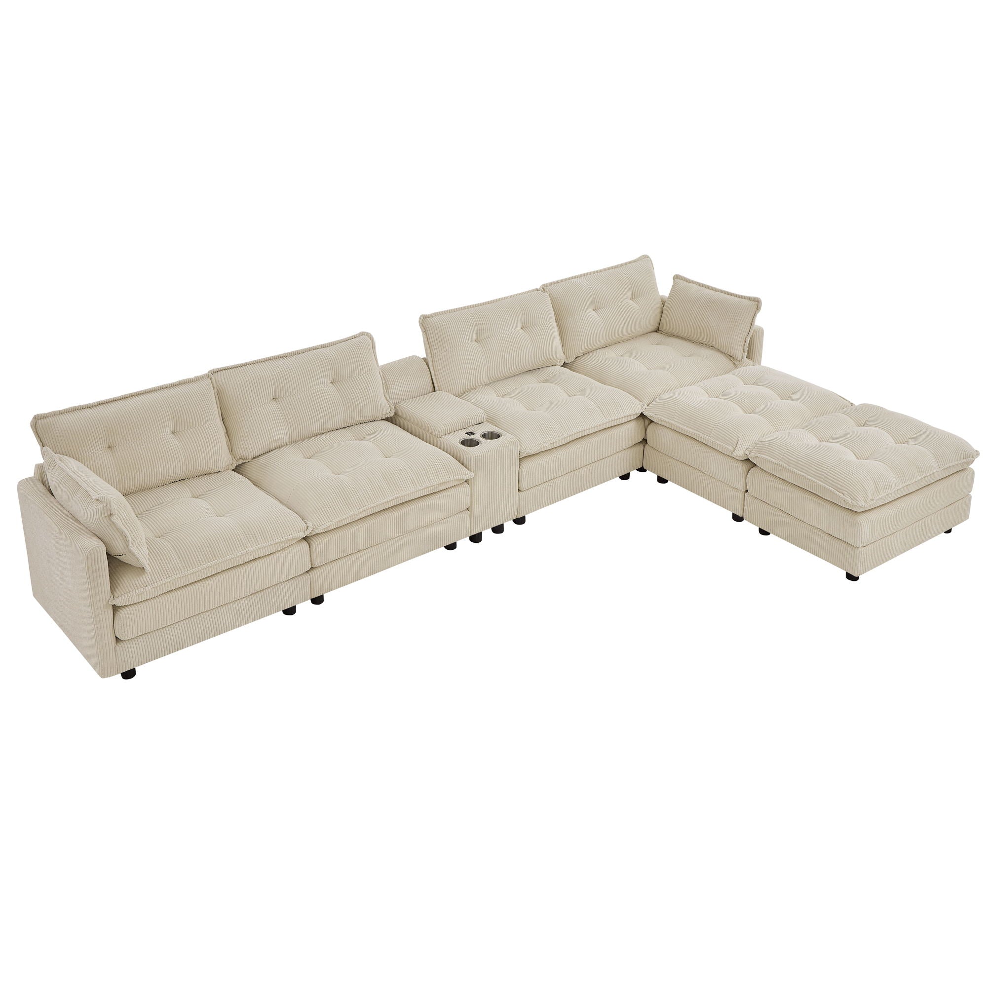 Oversized Modular Sectional Sofa With Multi Functional Console