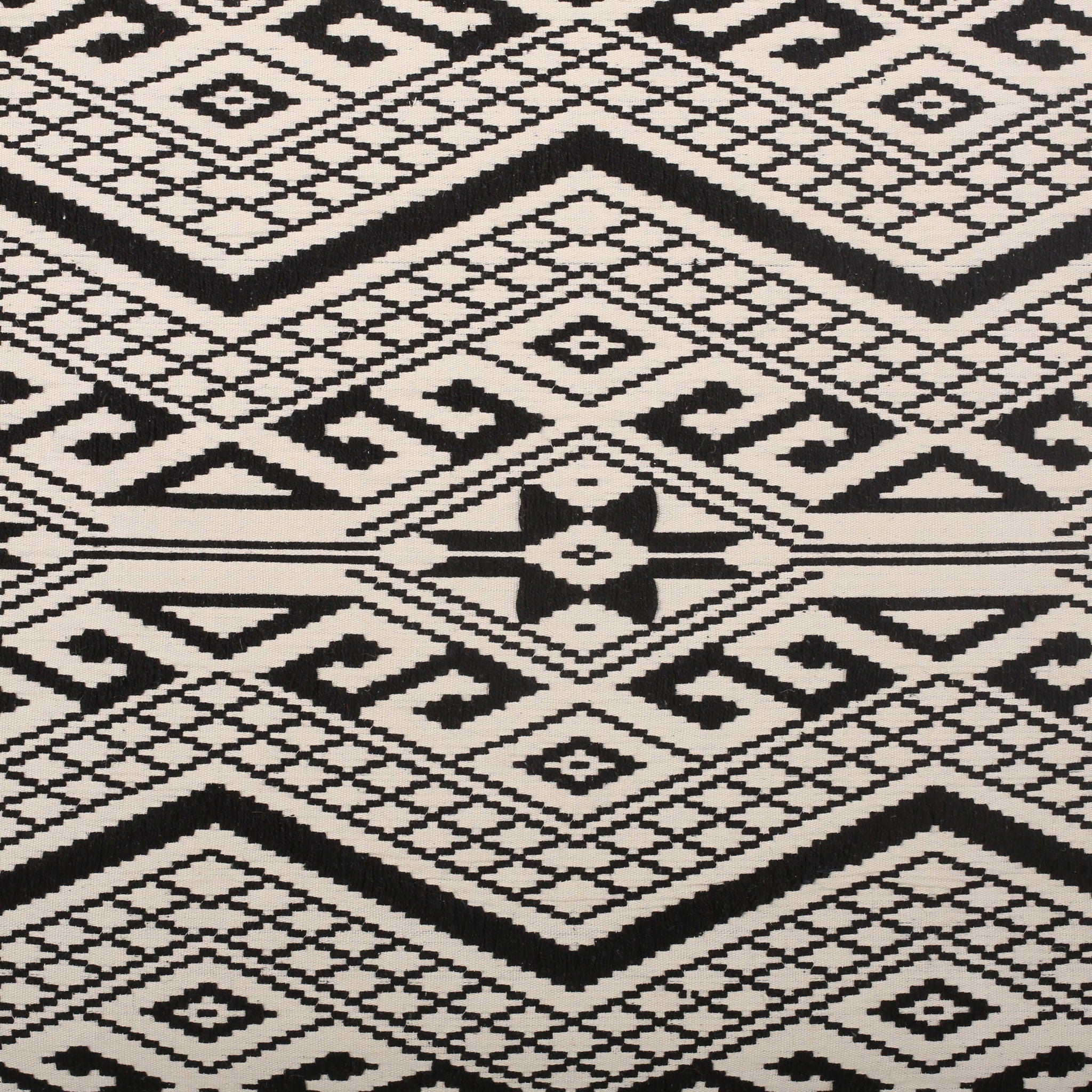 Kiki - Rectangular Pouf Ottoman Floor Cushion Natural - Black