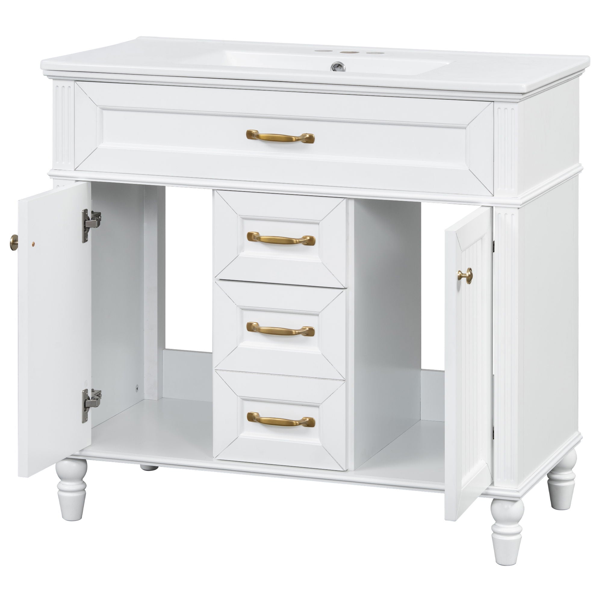 Modern Freestanding Bathroom Vanity With Sink, Cabinet, Soft-Close Drawers, Tip-Out Tray