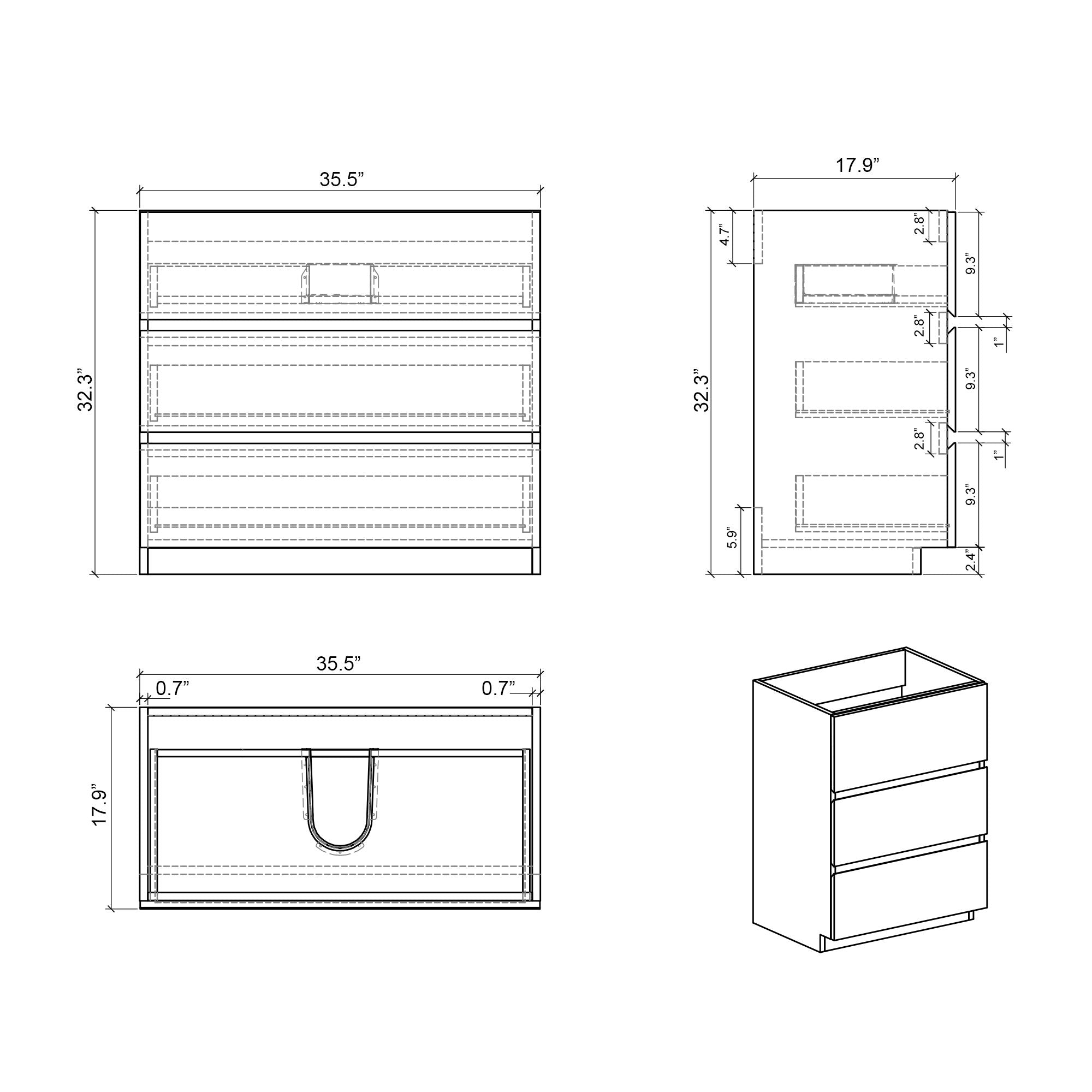 Alice - Bathroom Vanity With Sink, Large Storage Freestanding