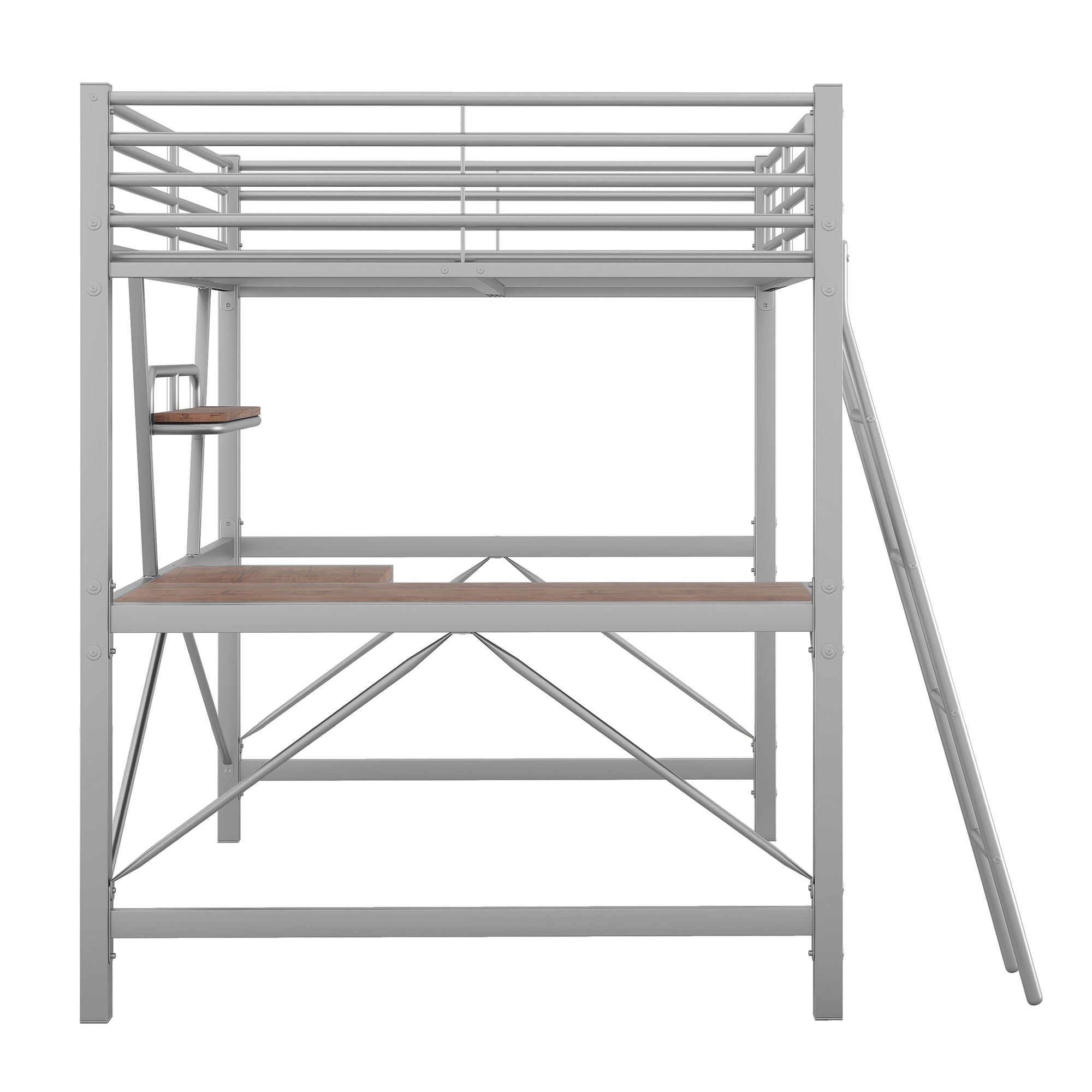 Loft Bed With Desk And Shelf, Modern Design