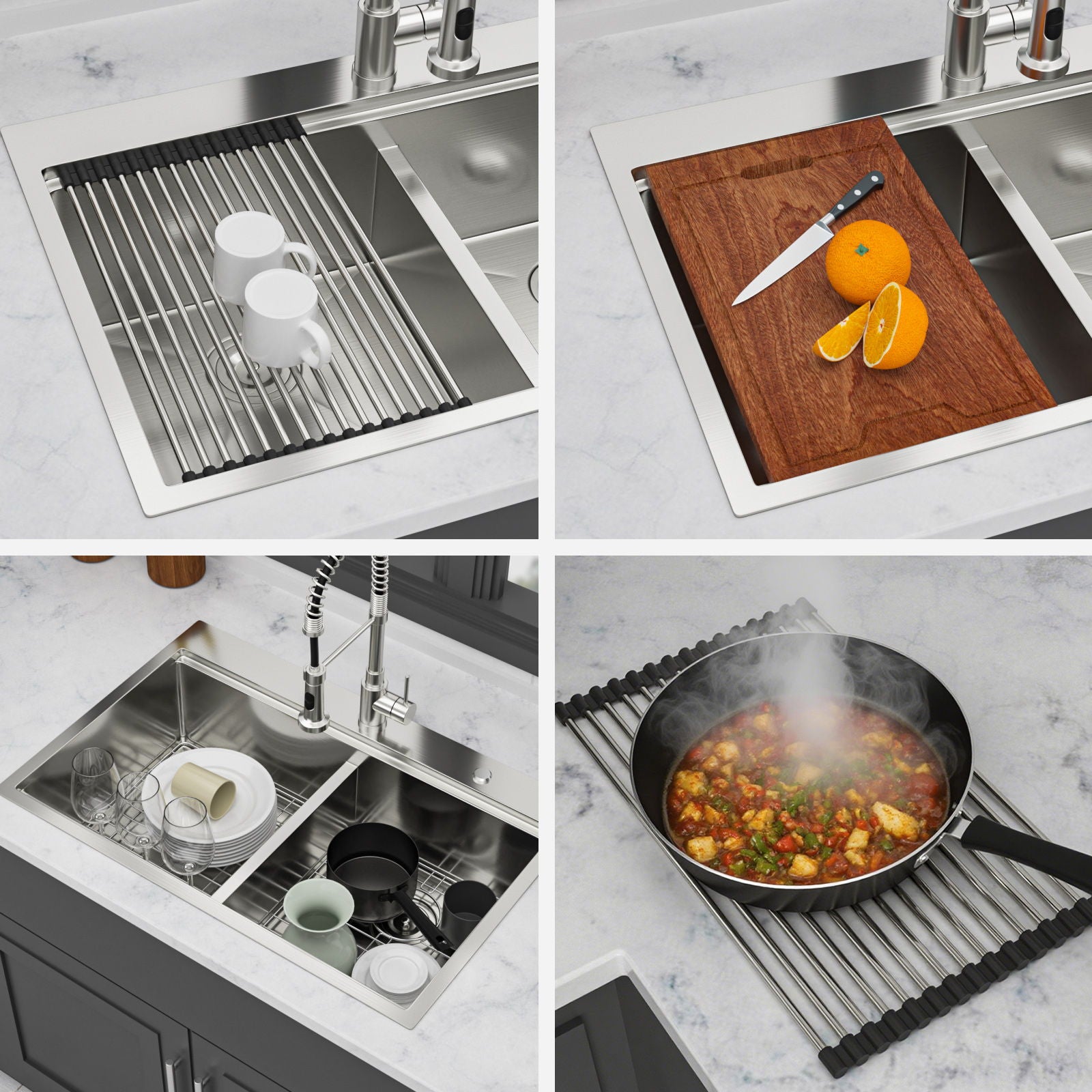 Topmount, Drop In Double Bowl Kitchen Sink