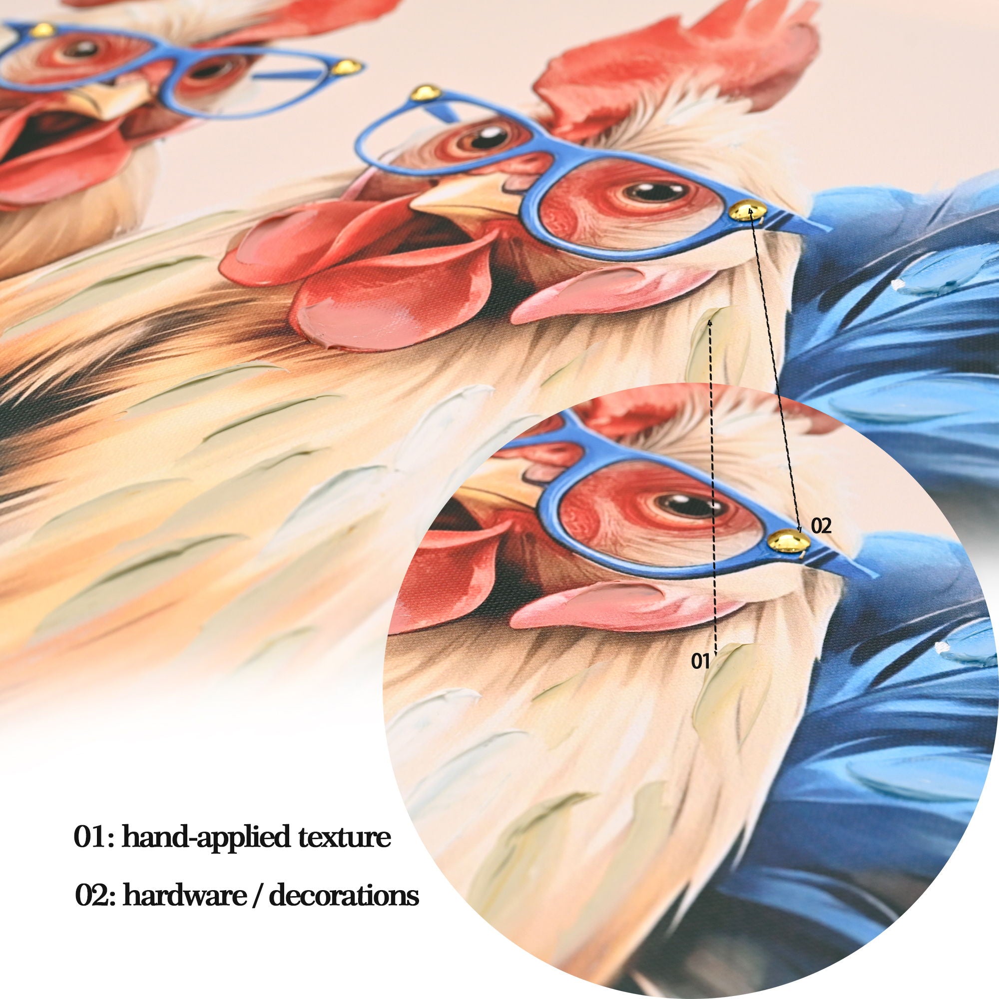 Rooster, Chicken Pictures Wall Decor For Home Decor - Yellow / Red