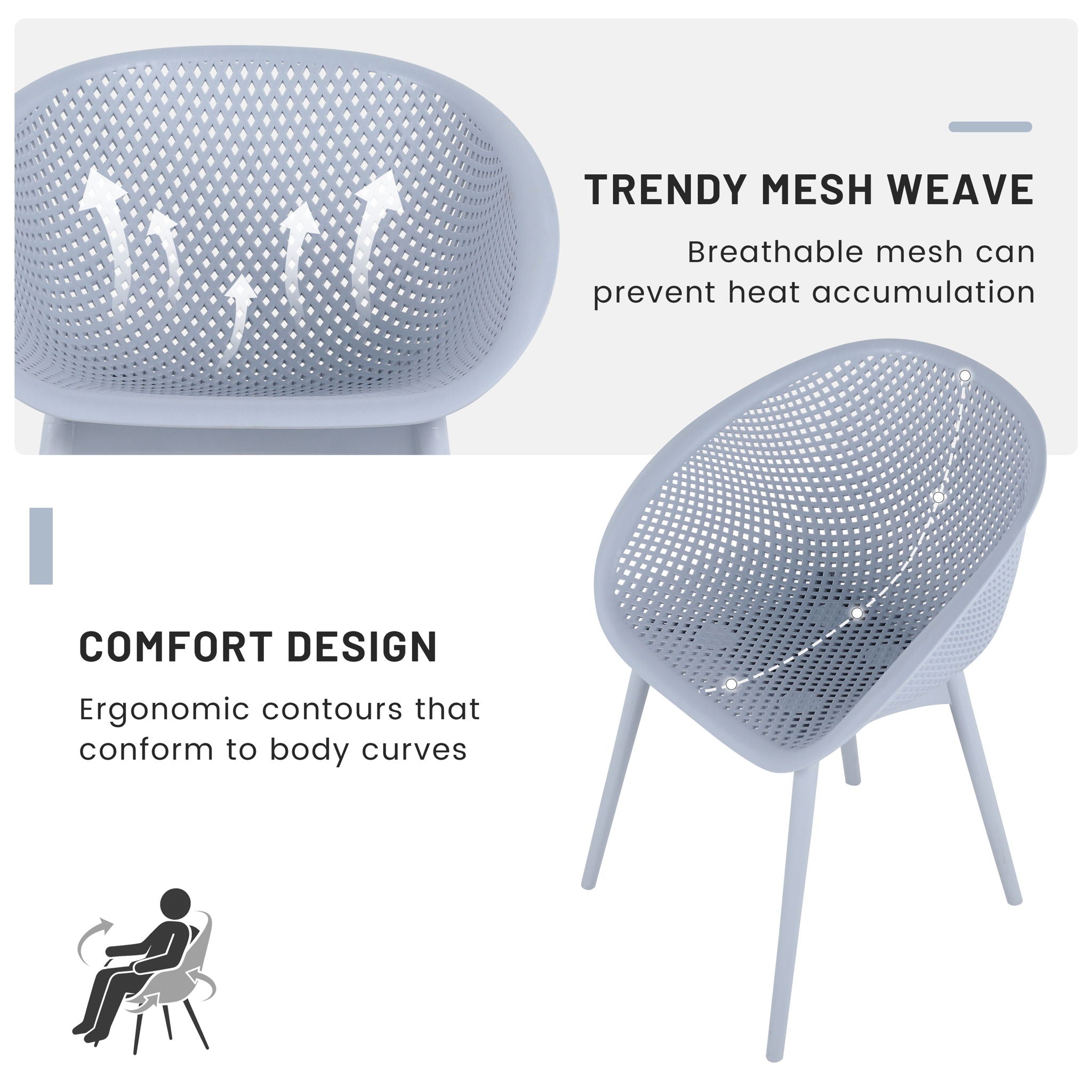 2 Piece Durable Single Chair With Hollow Out Design