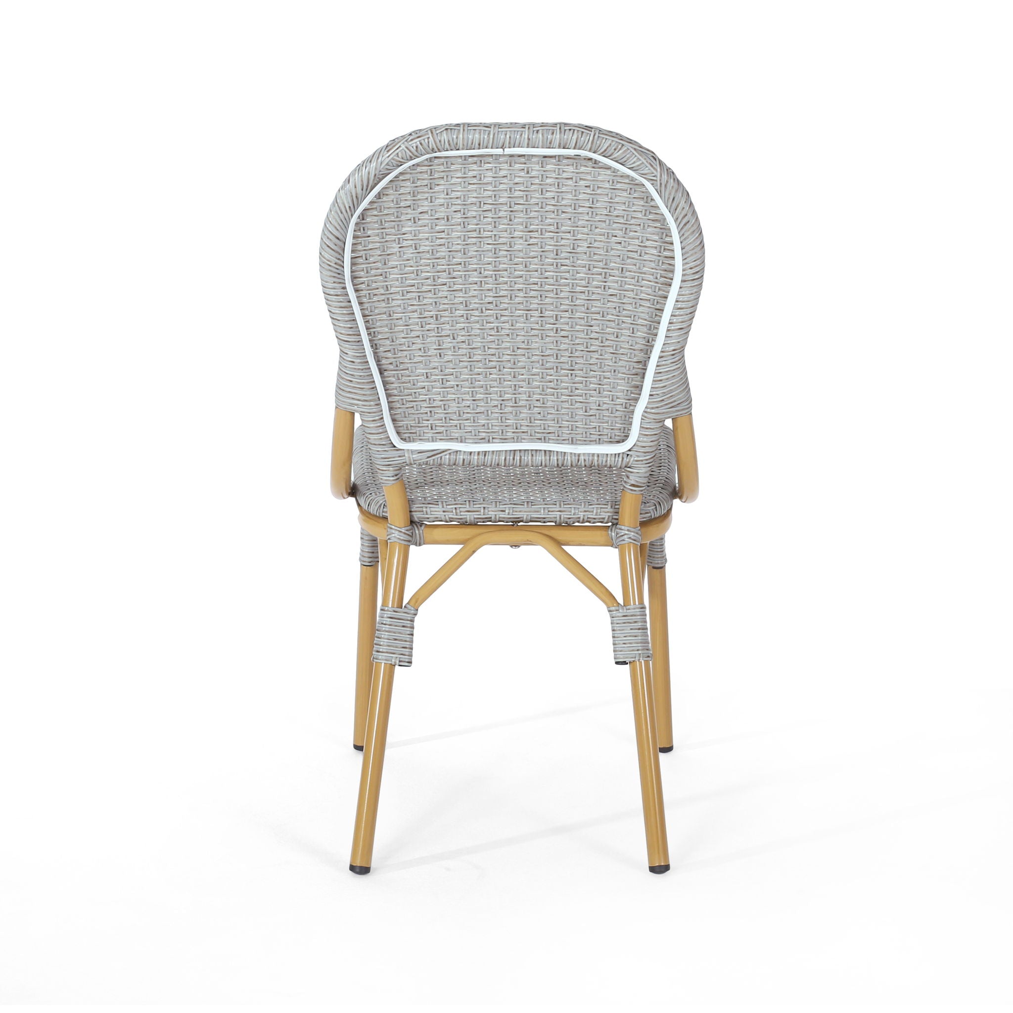 Outdoor Rattan And Aluminum Armless French Bistro Chairs (Set of 2) - Dark Gray