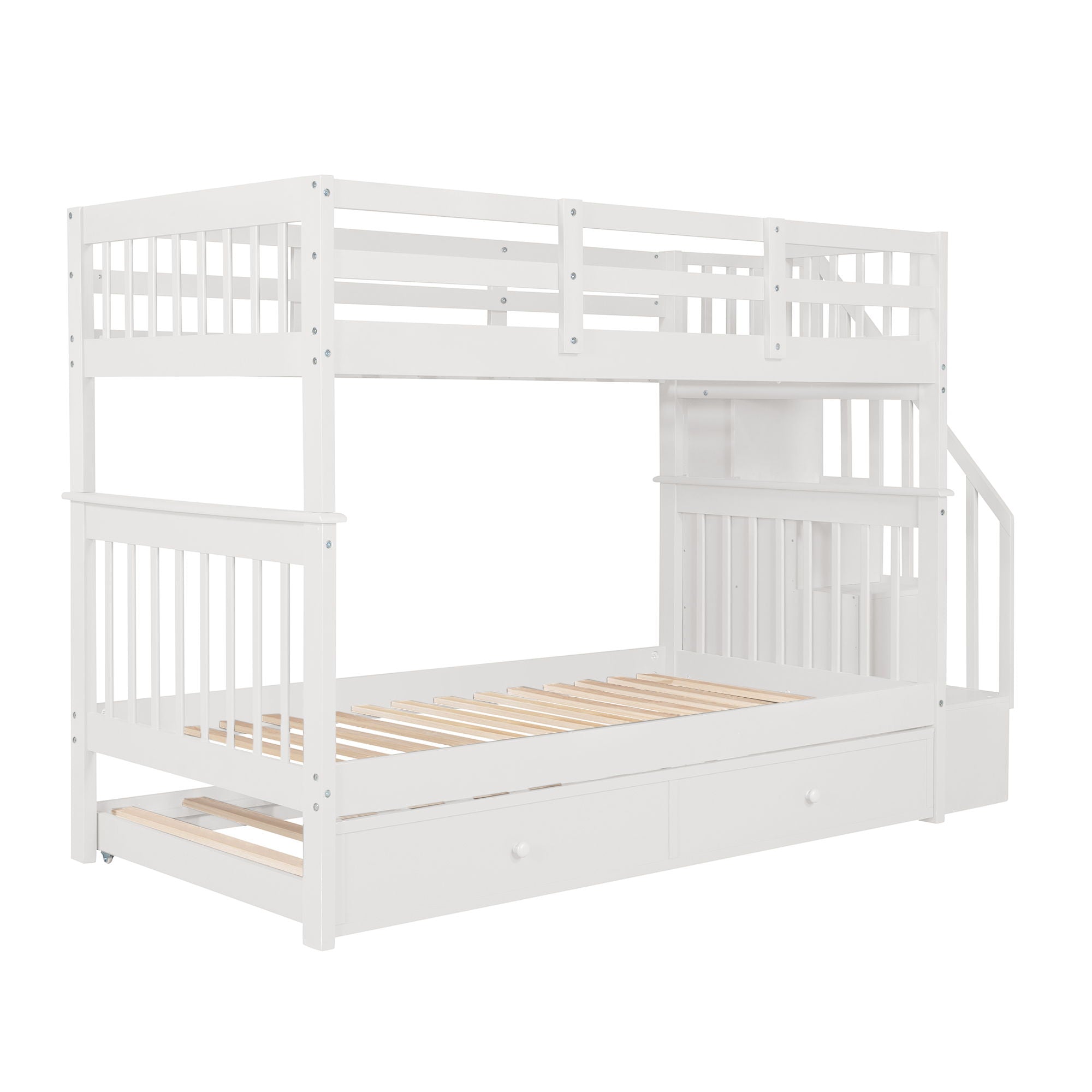 Stairway Bunk Bed & Storage And Guard Rail For Bedroom