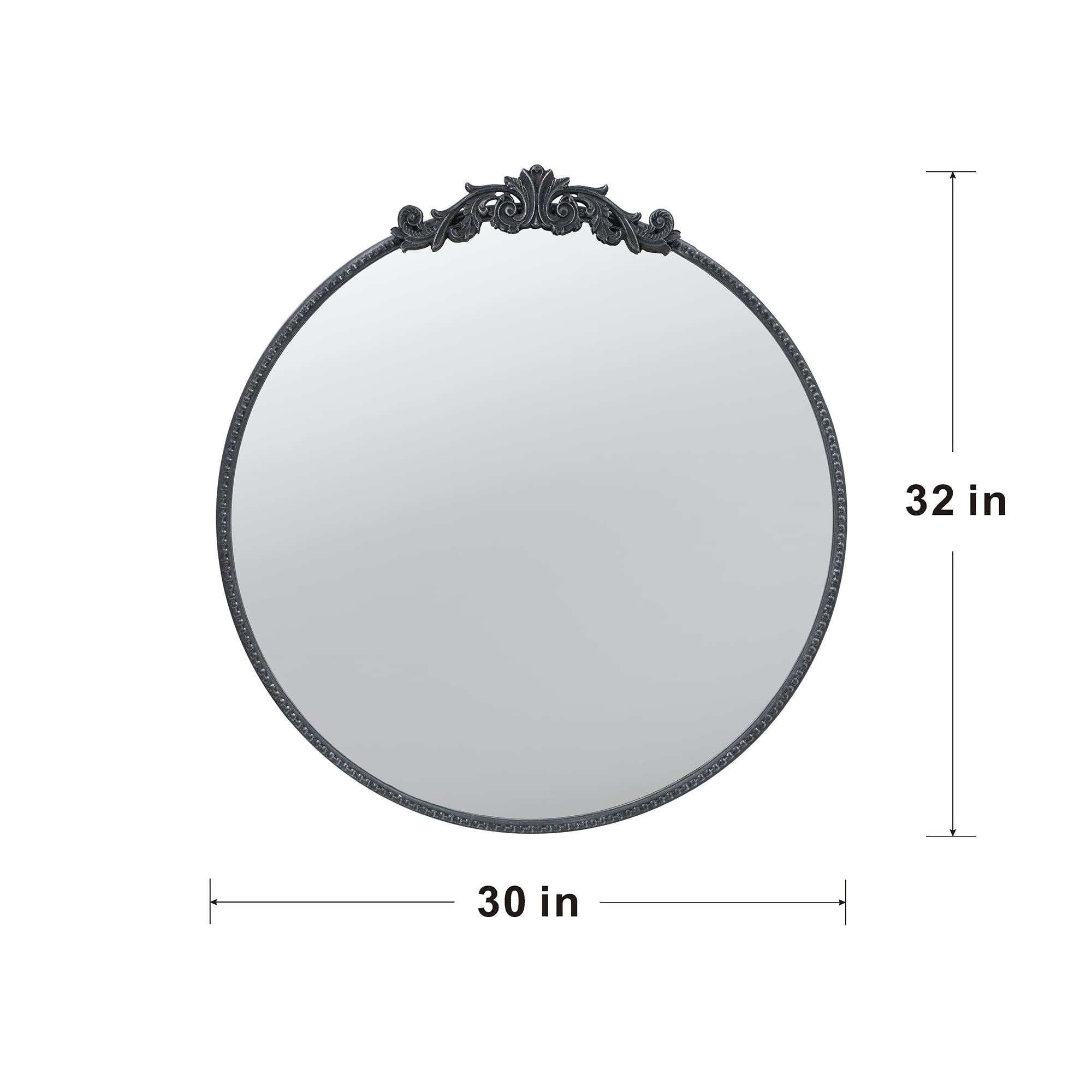 Classic Design Mirror With Baroque Inspired Frame For Bathroom, Entryway Console Lean Against Wall