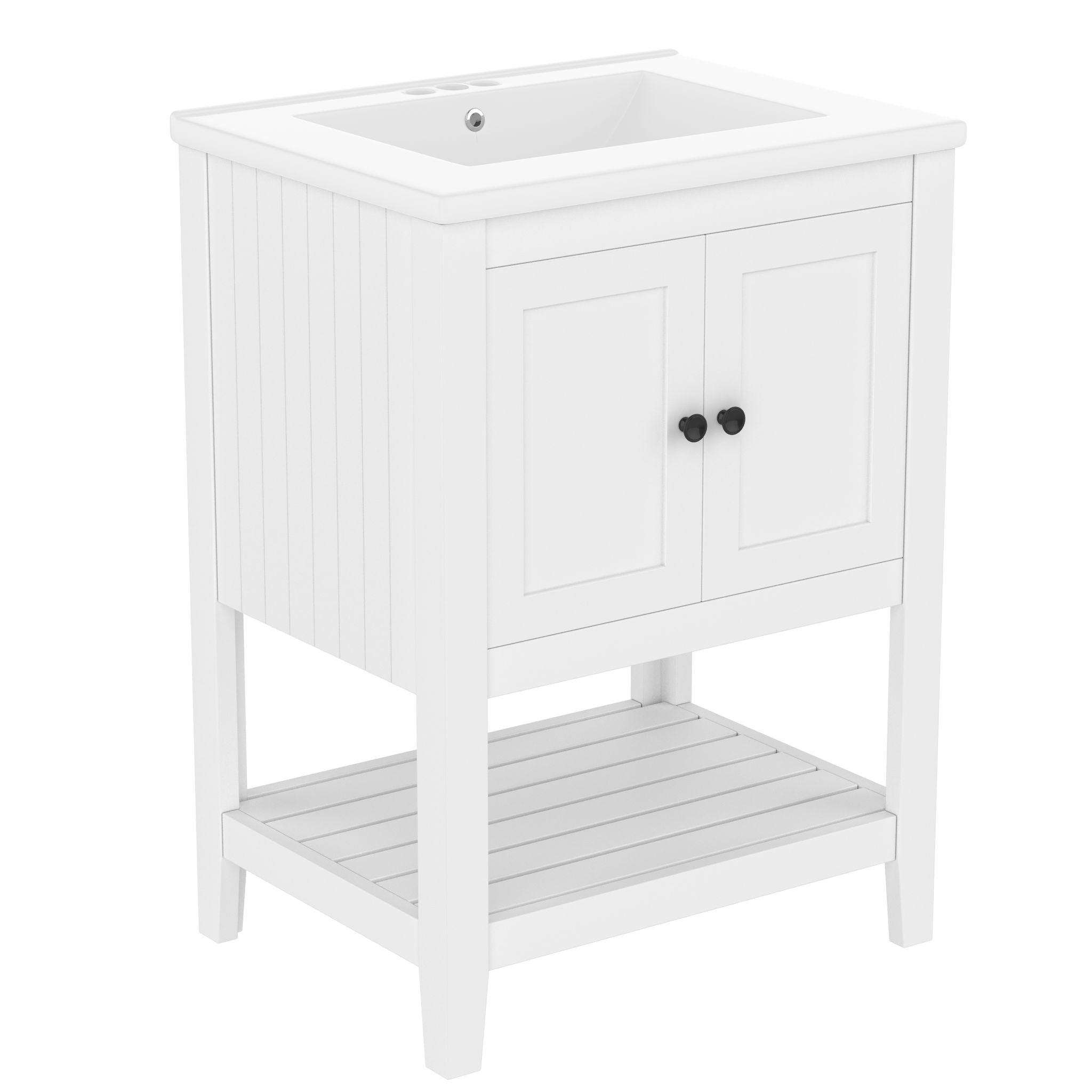 Modern Bathroom Vanity With Sink And Open Shelf