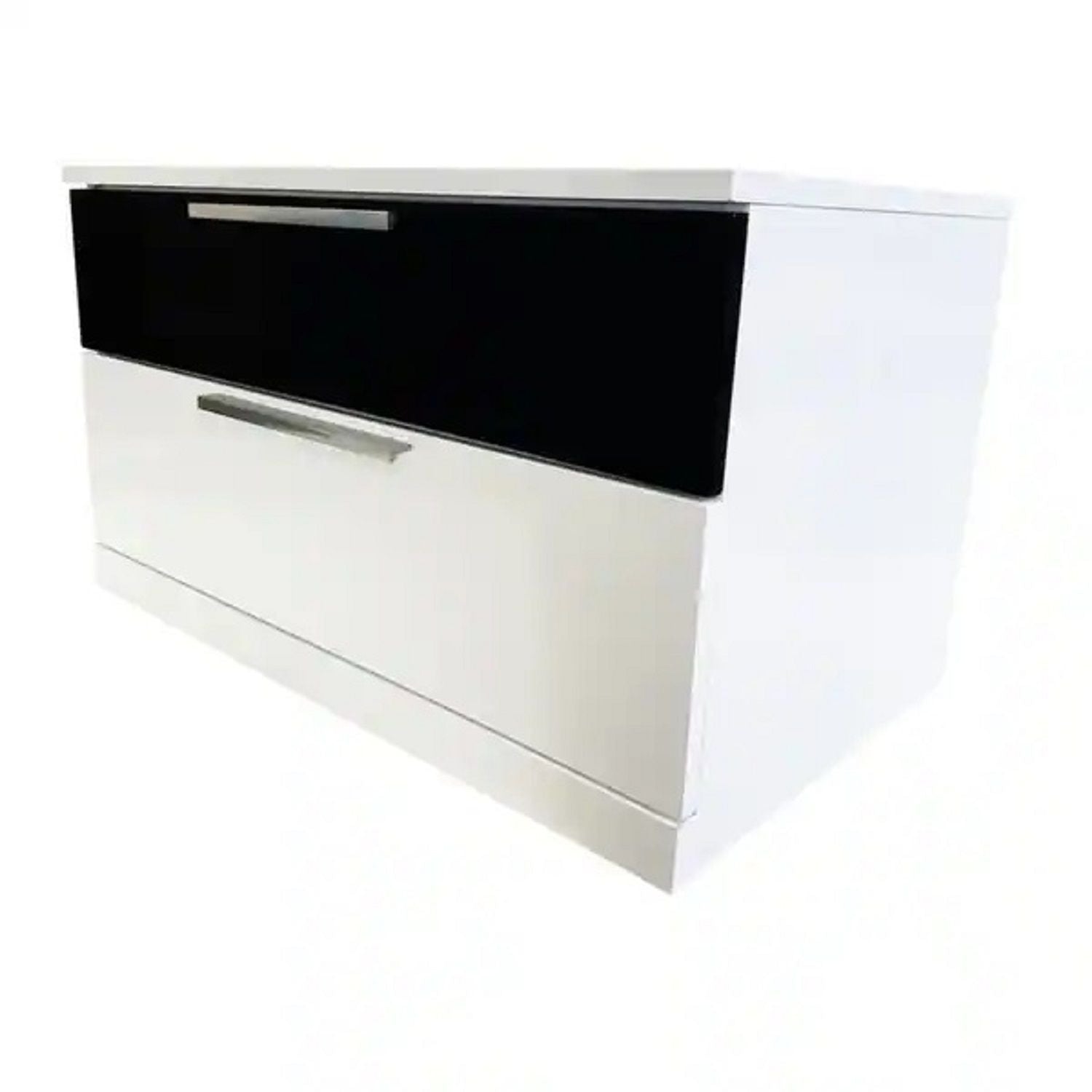 2 Drawer Nightstand, Bedside Table - White / Black