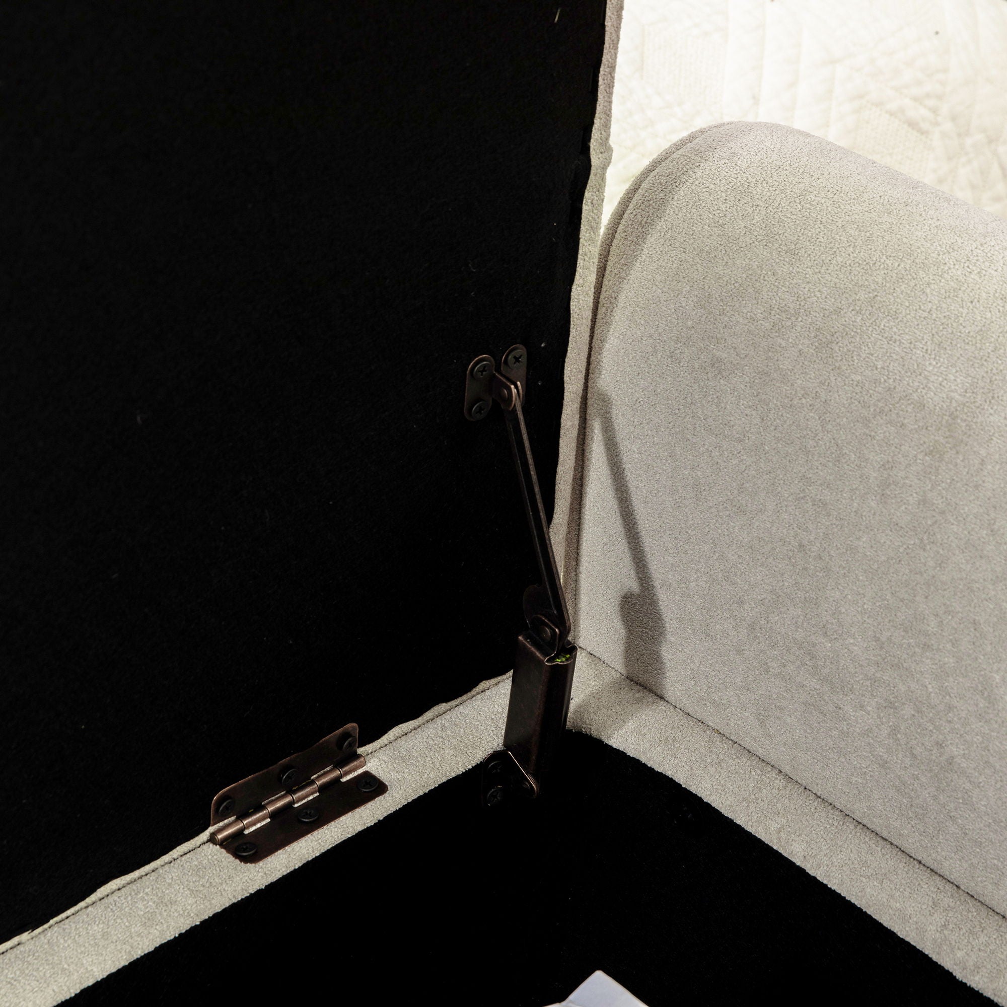 Napped Storage Bench With Rolled Armrest - Griege