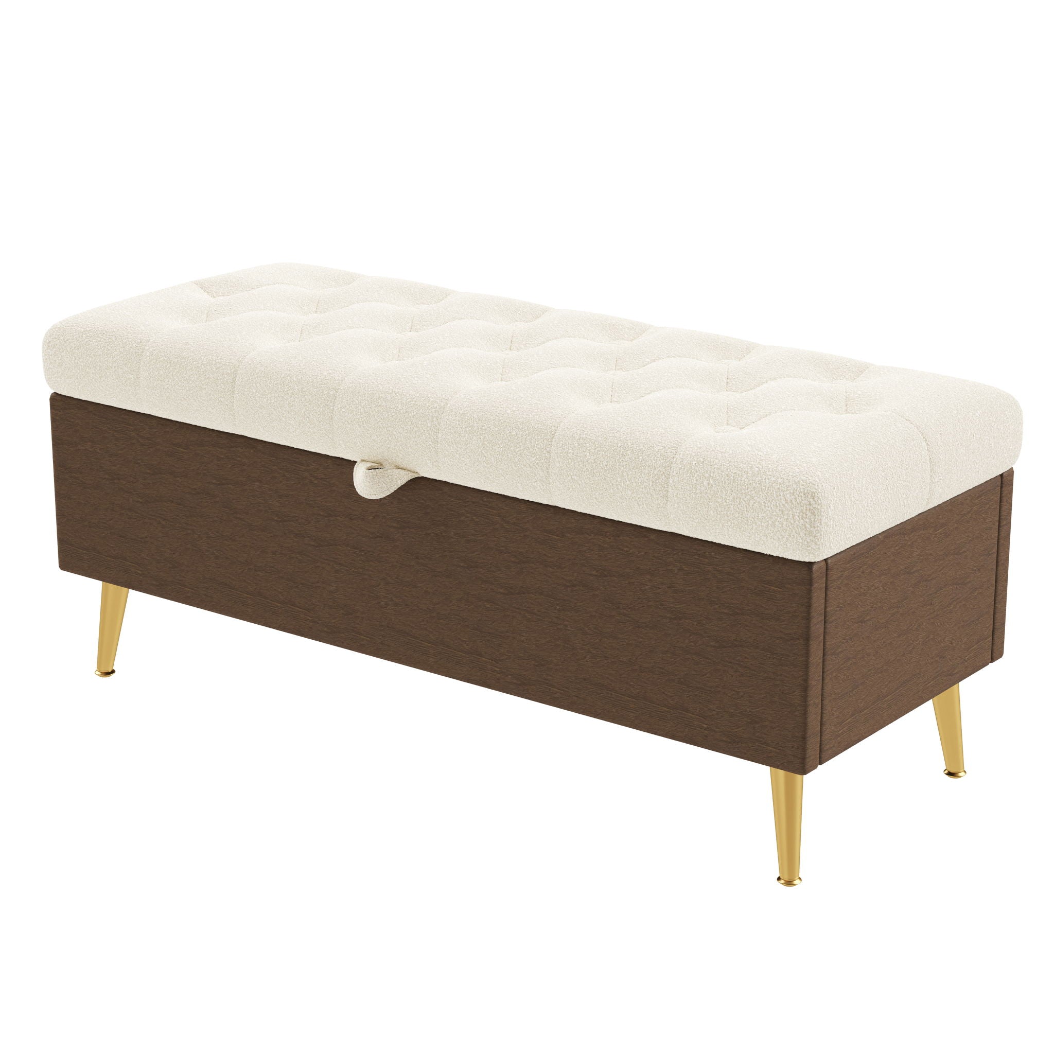 Modern Tufted Storage Ottoman Bench With Metal Legs