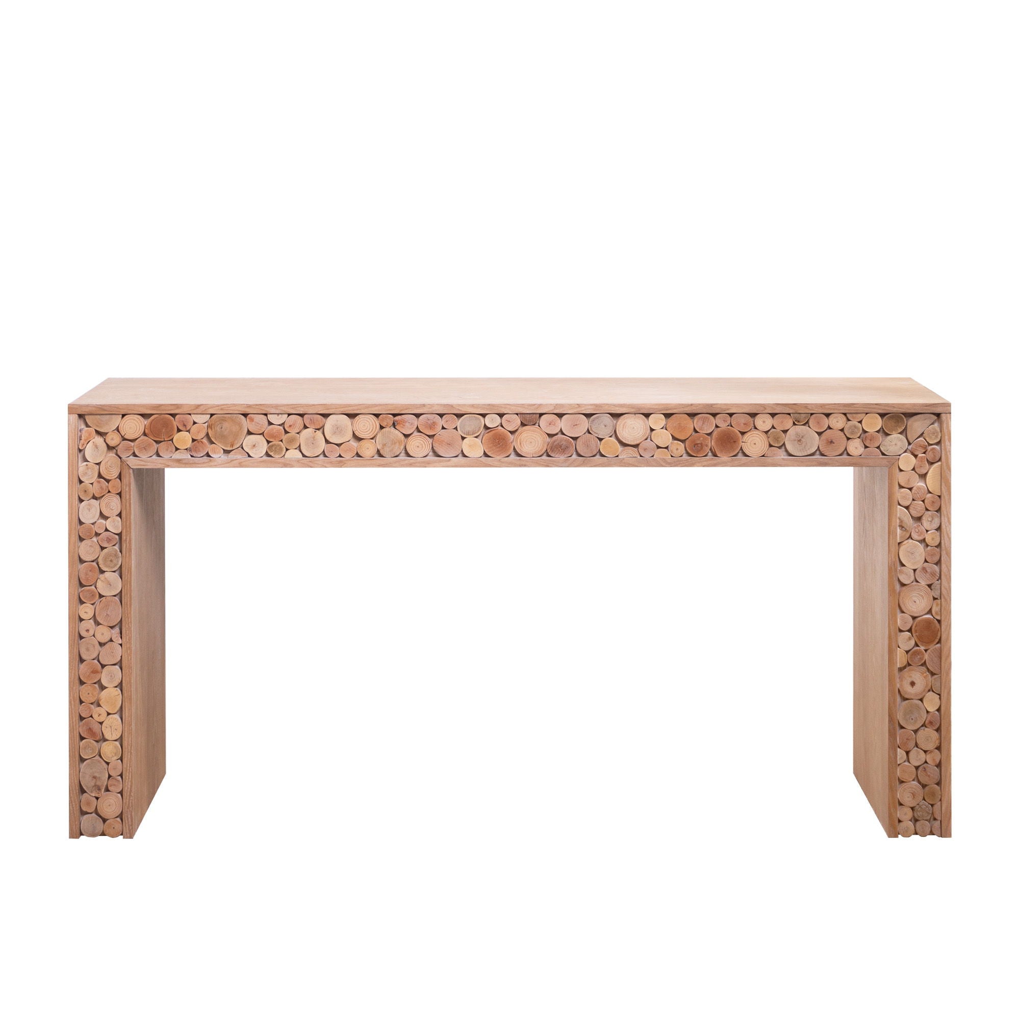 Rustic Wood Console Table With Natural Log Accents, Entryway Table, Narrow Sofa Table, Hallway Accent Table, Modern Farmhouse Style - Natural