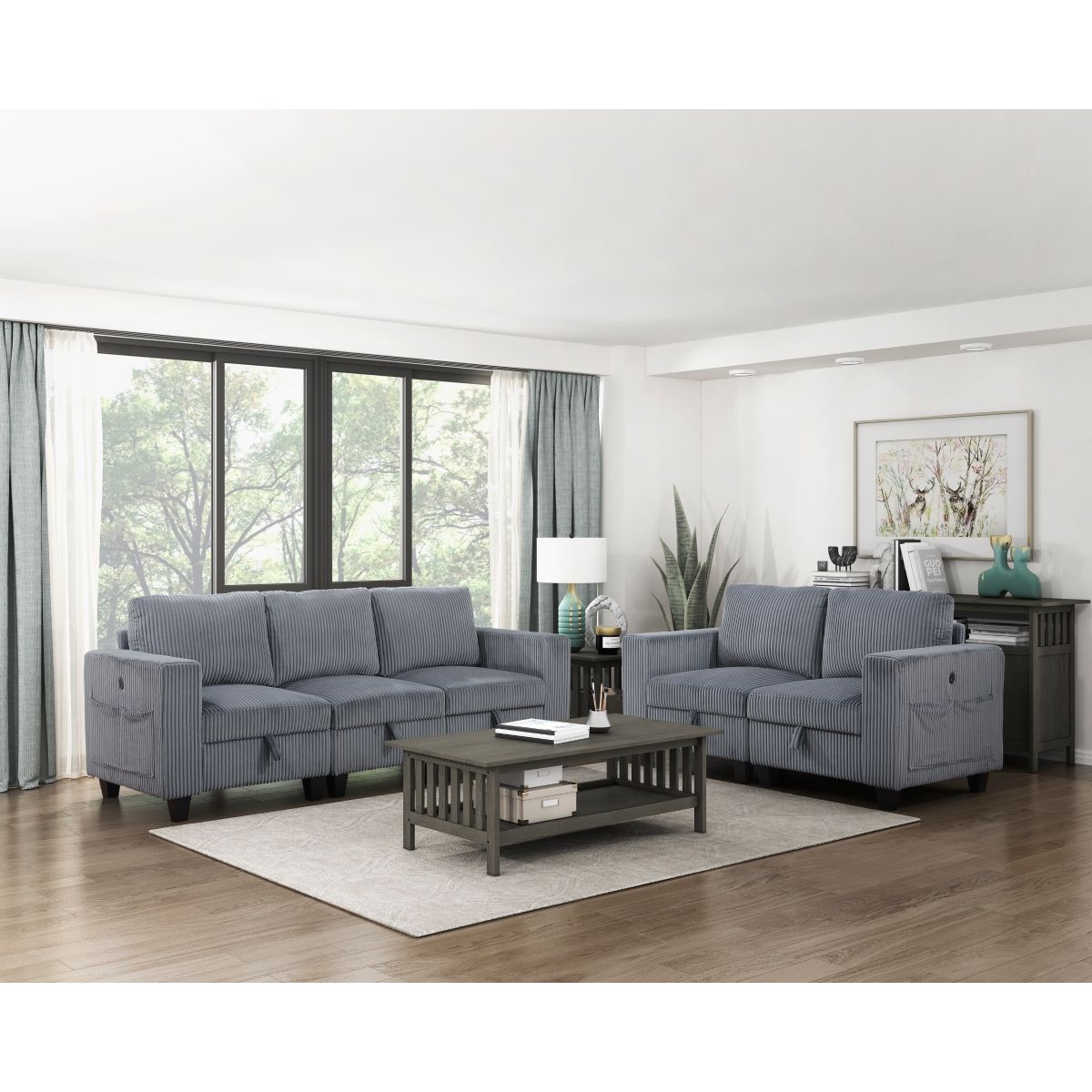 Walterboro - Loveseat With Storage, Storage Pouches And Charging Ports