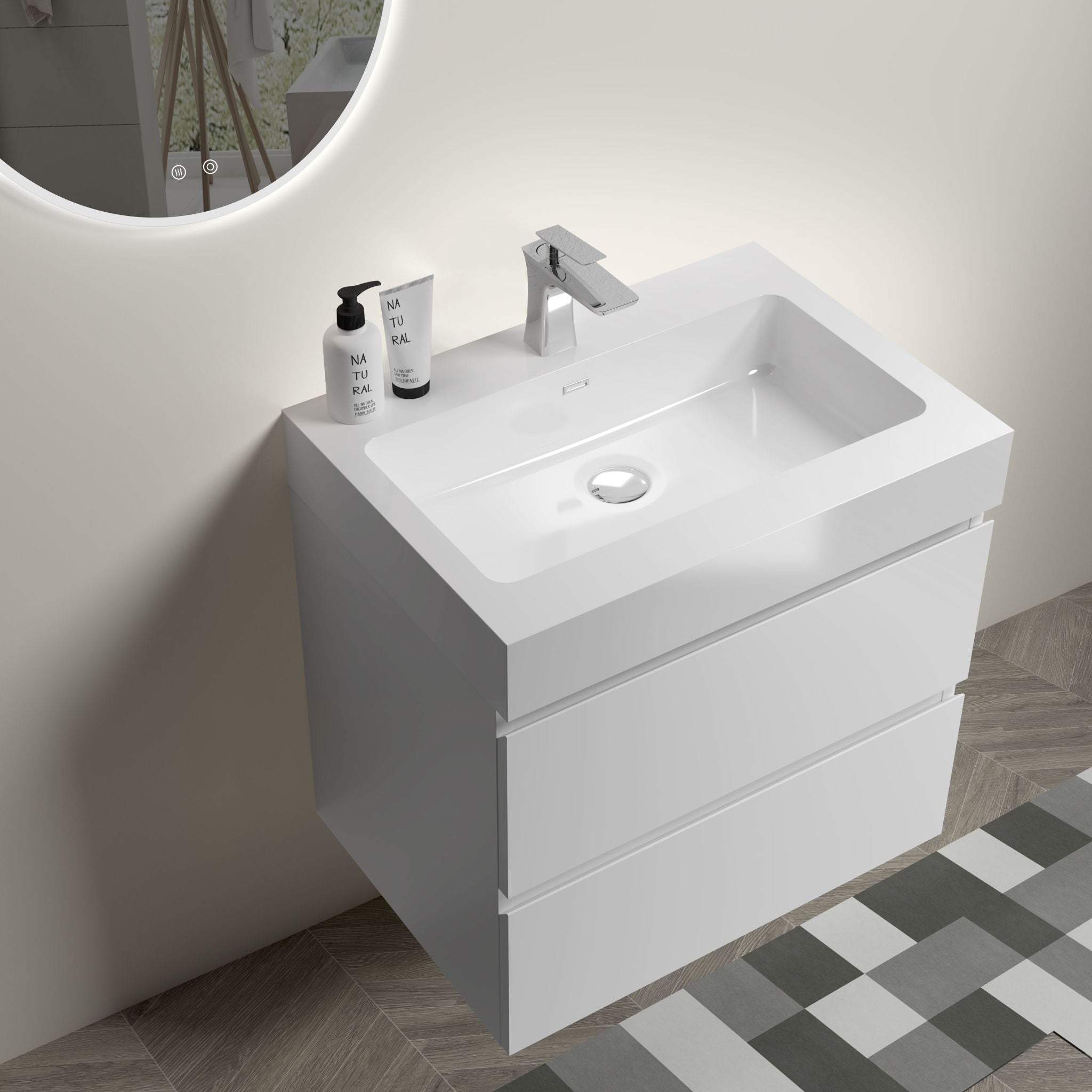 Alice - Bathroom Vanity With Large Storage, Sink, Wall Mounted