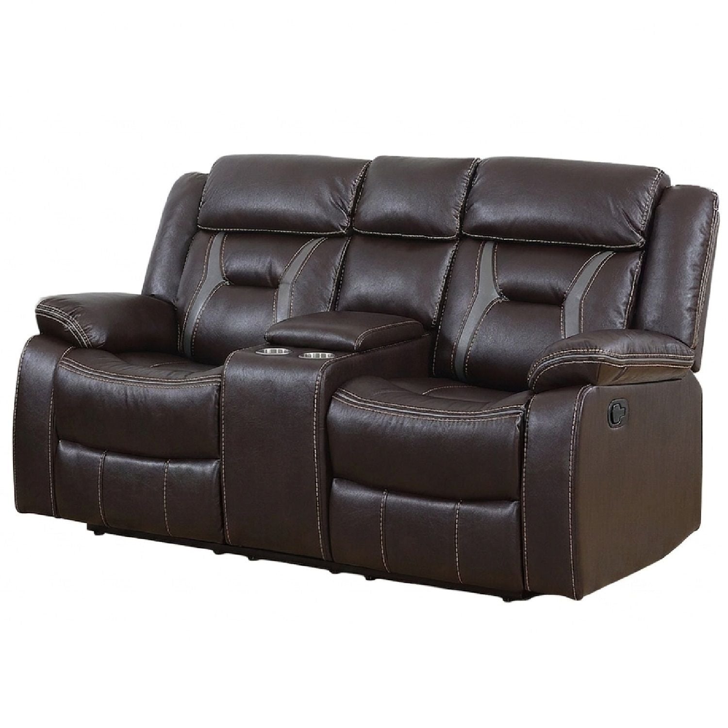 Modern Reclining Loveseat With Console, Cup Holders, Storage