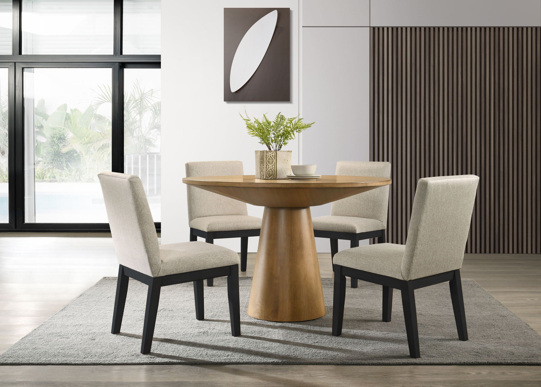 Jasper - Contemporary Round Dining Table With Finish Chairs
