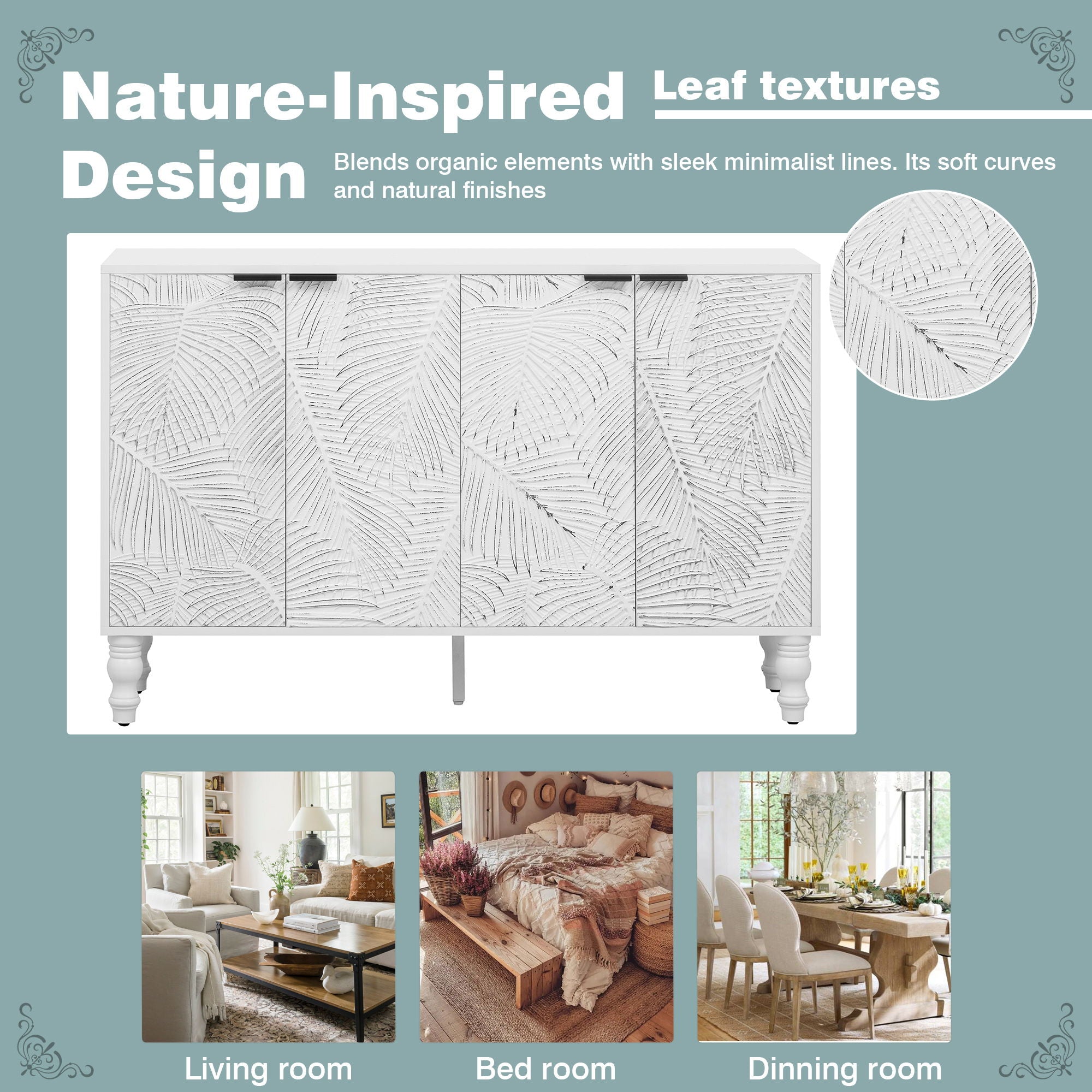 Modern TV Stand With 2 Spacious Storage Space And Anti-Tip Device