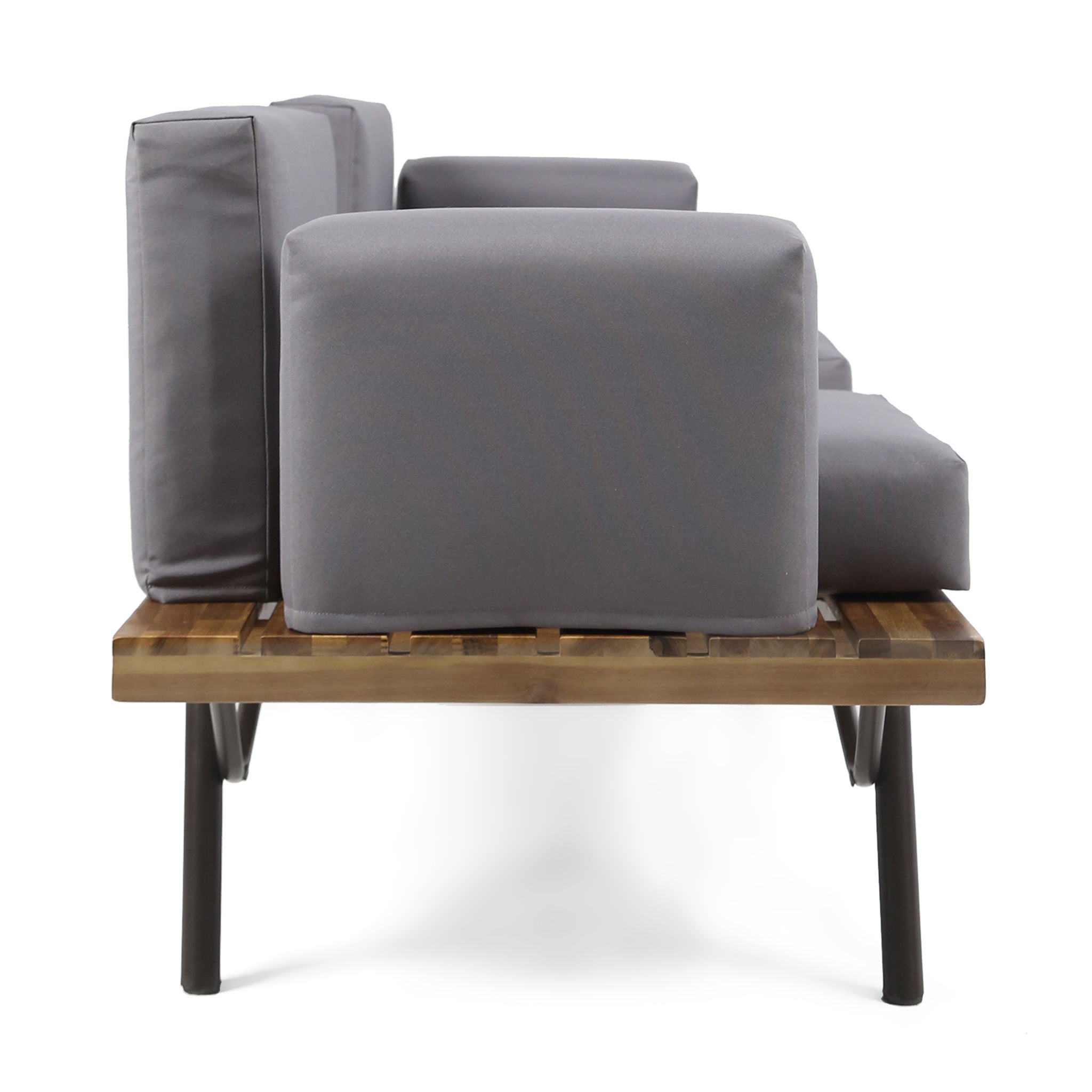 Outdoor Sofa With Cushions And Iron Legs - Dark Gray