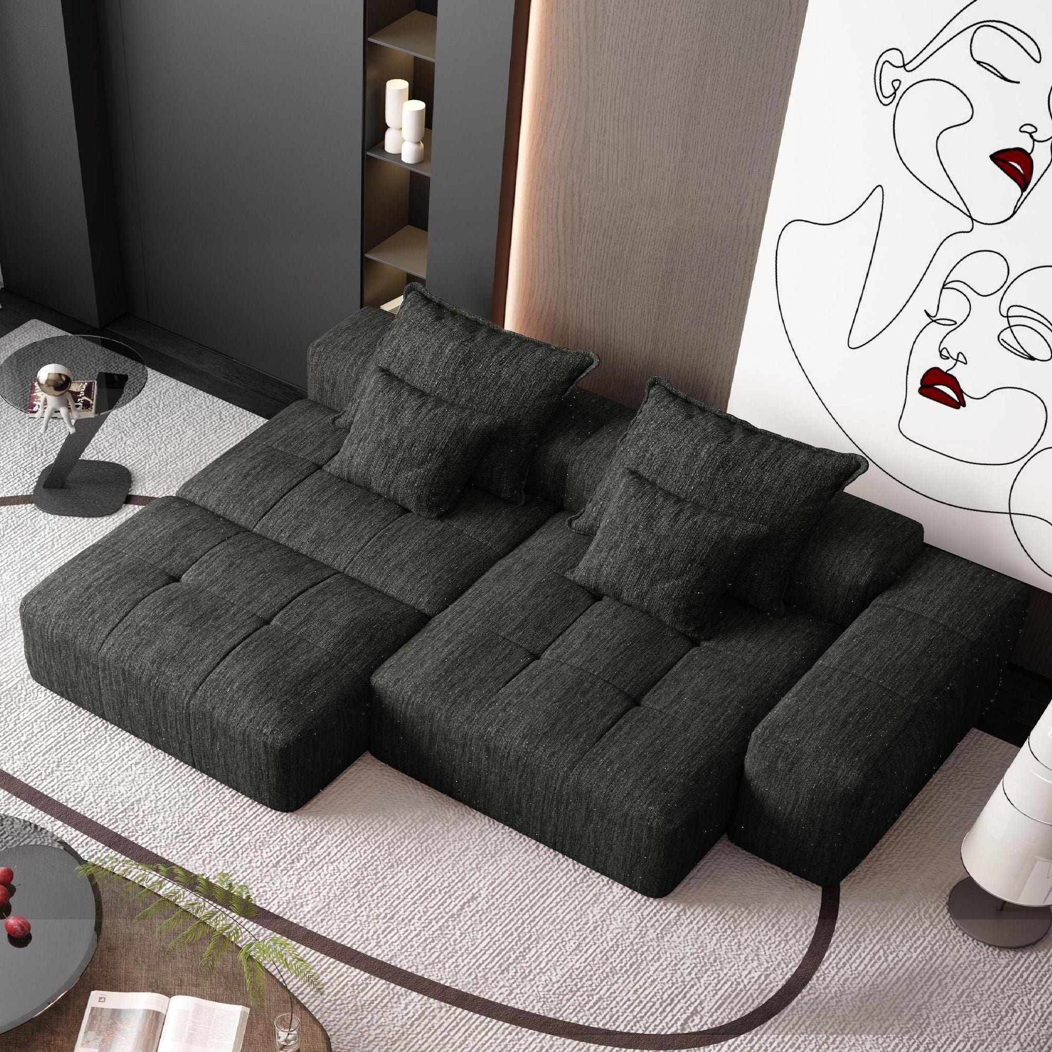 Modern Oversized Diy Combination, Modular Sectional Sofa With Pillows