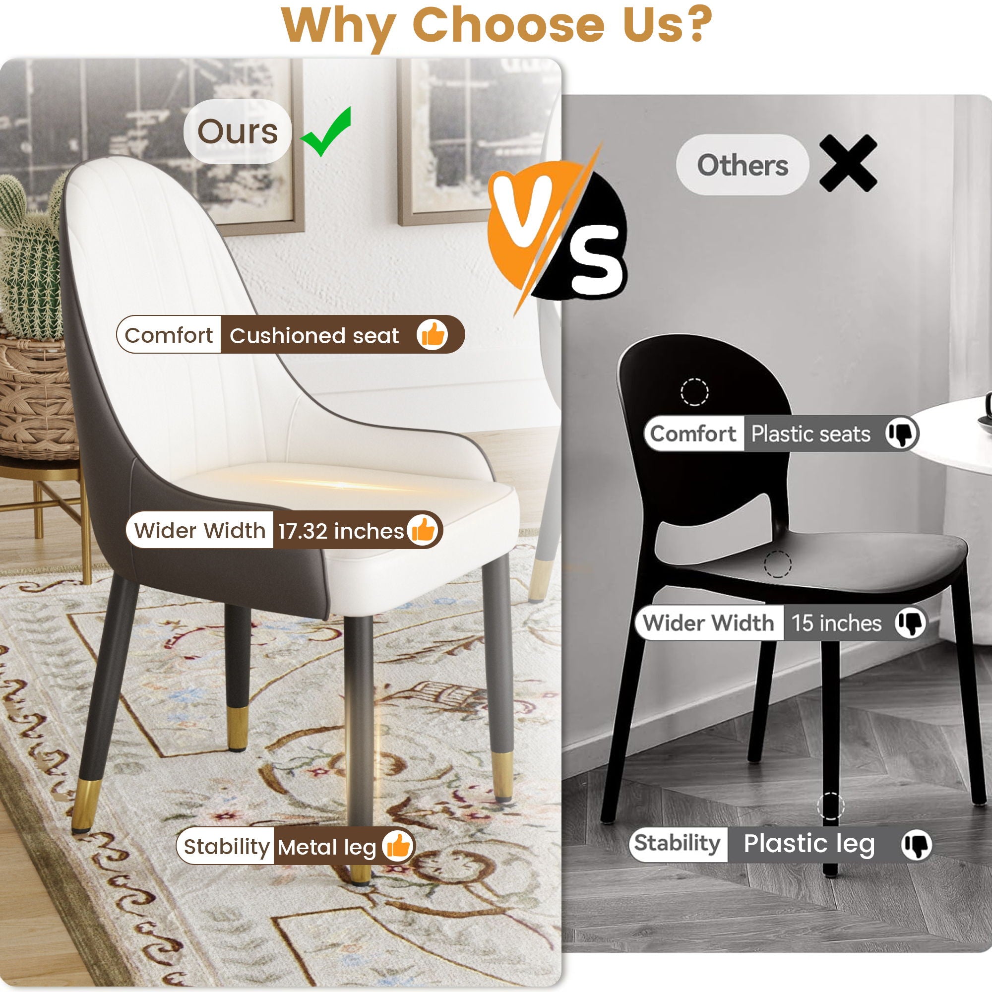 Modern Sponge-Filled Dining Chair, Solid Wood Metal Legs, Suitable For Restaurants, Living Rooms And Rooms (Set of 2)