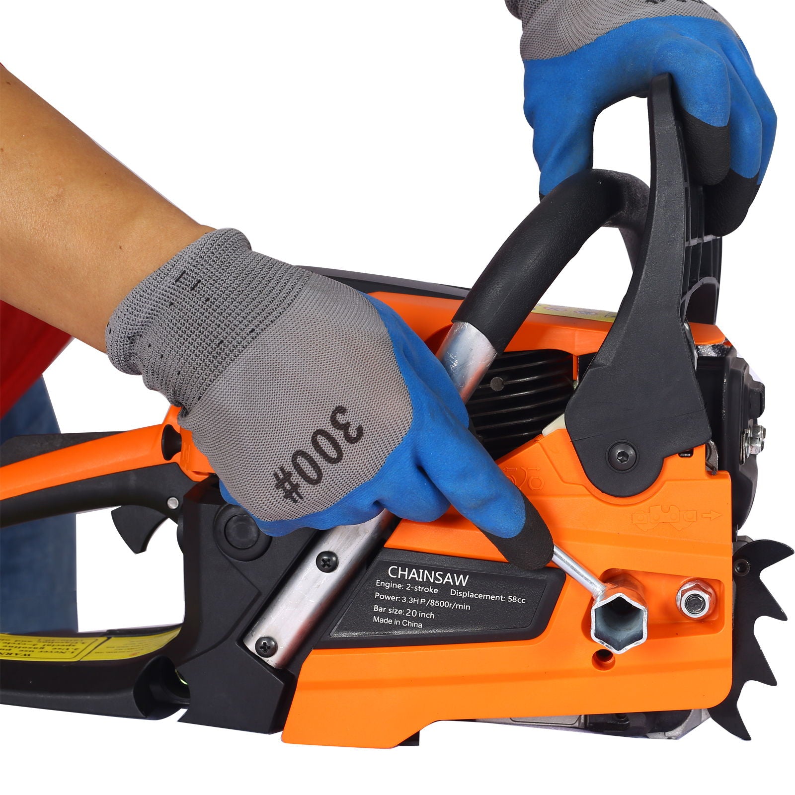 58Cc Gasoline Chainsaw 20" For Tree And Wood Cutting Epa Compliant - Orange