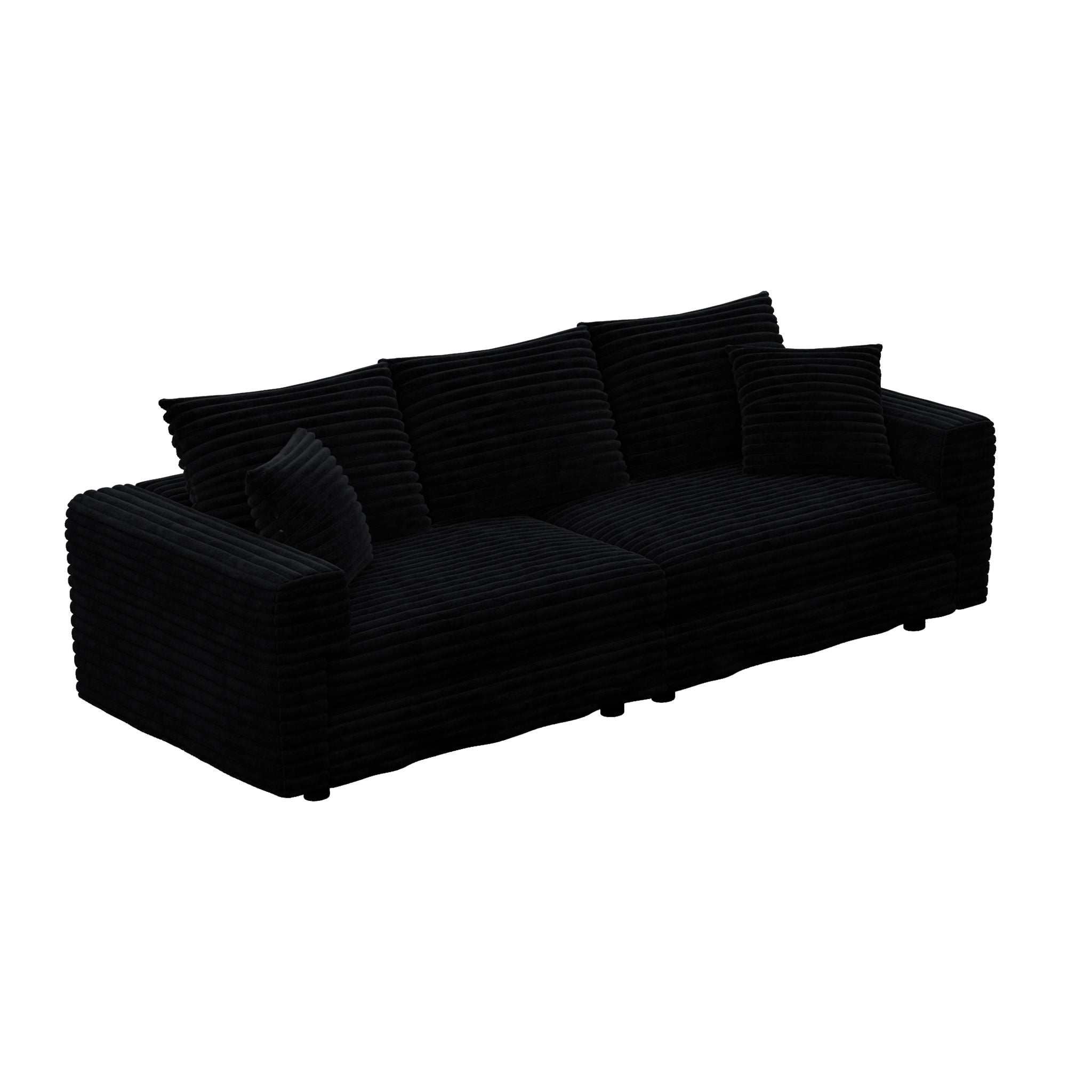 Deep Seat Convertible Sofa With Soft Pillows And Ottomans