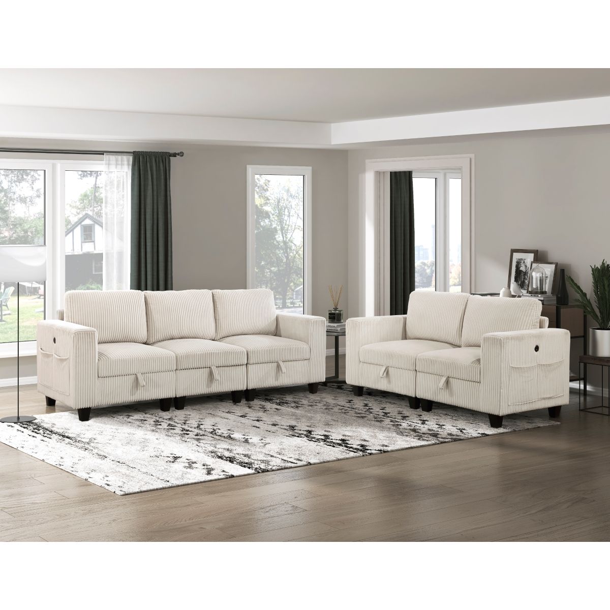 Walterboro - Loveseat With Storage, Storage Pouches And Charging Ports