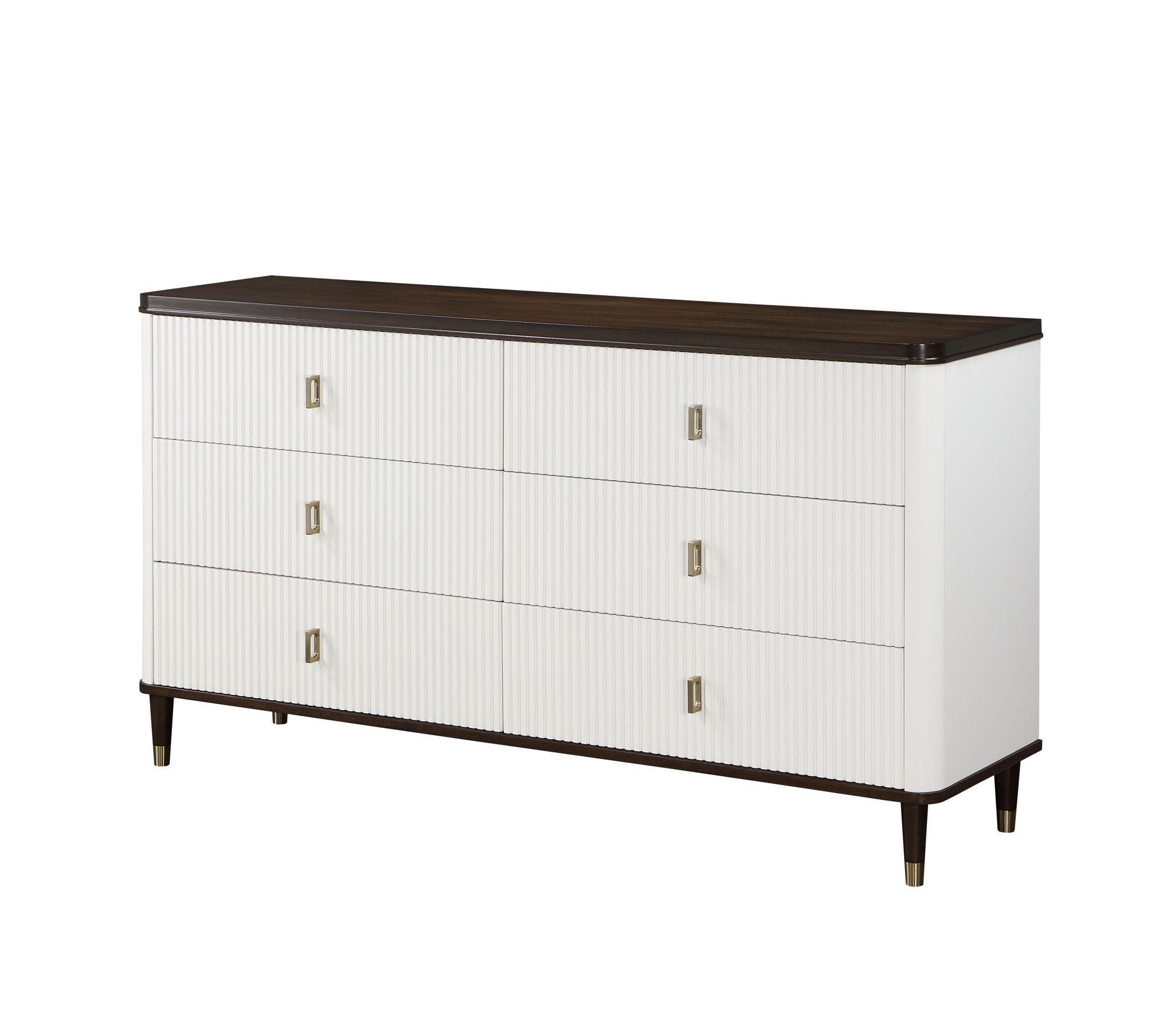 Carena - 5 Piece Bedroom Set (Eastern King Dresser Chest Mirror Nightstand) - Brown / Light Gray / White