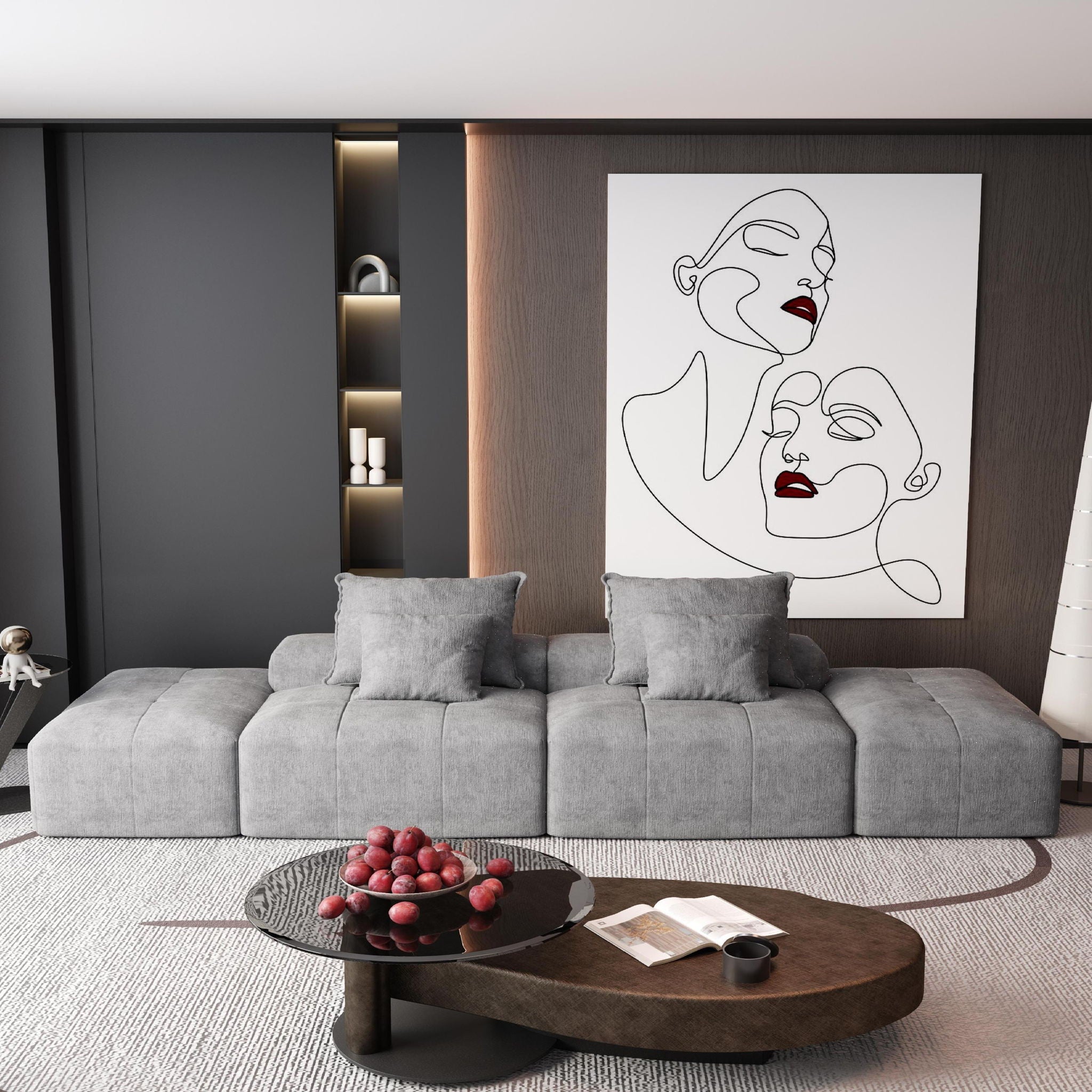 Modern Oversized Diy Combination Modular Sectional Sofa With Pillows