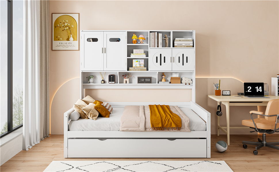 Daybed & All-In-One Cabinet And Shelf