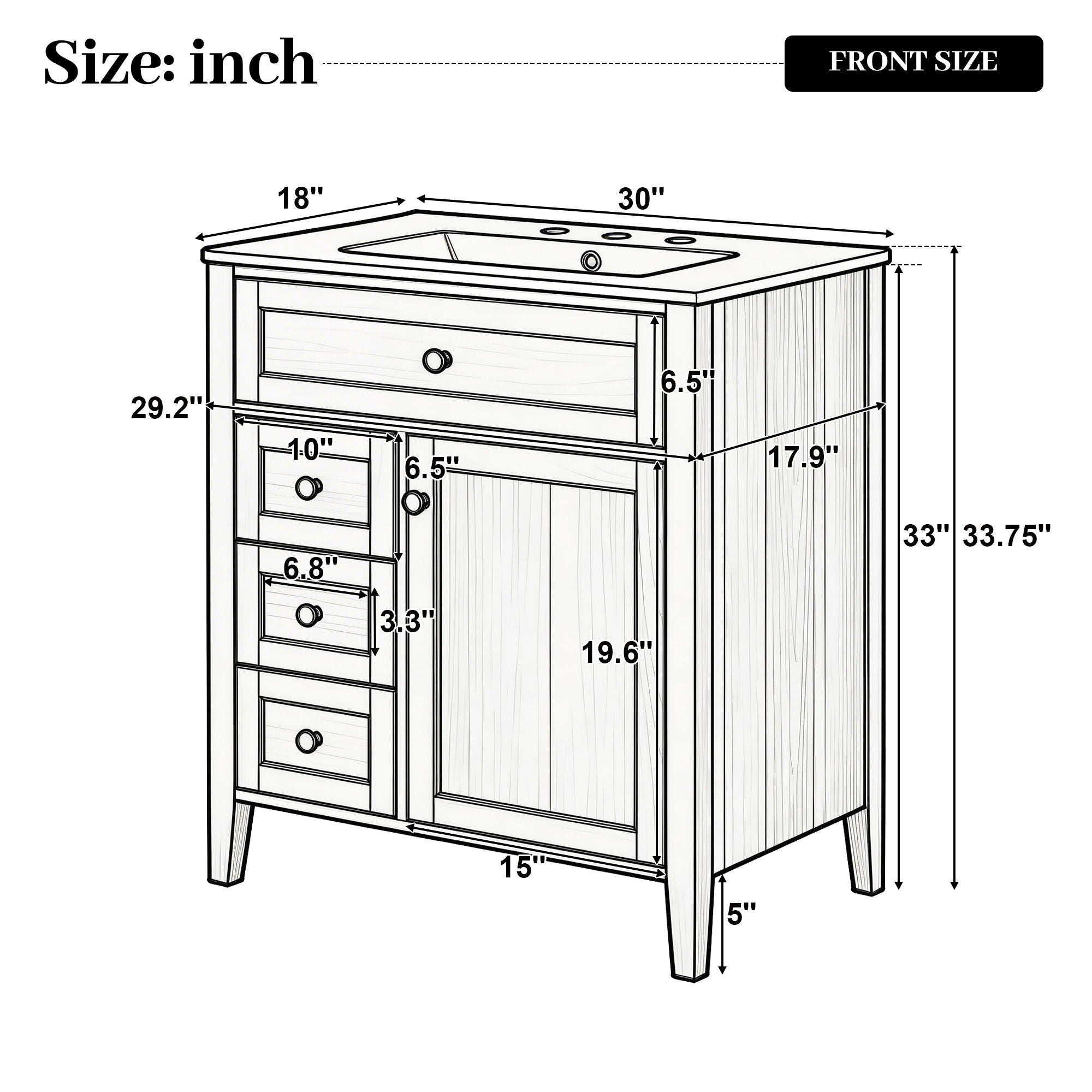 Bathroom Vanity With Sink, Soft Closing Cabinet