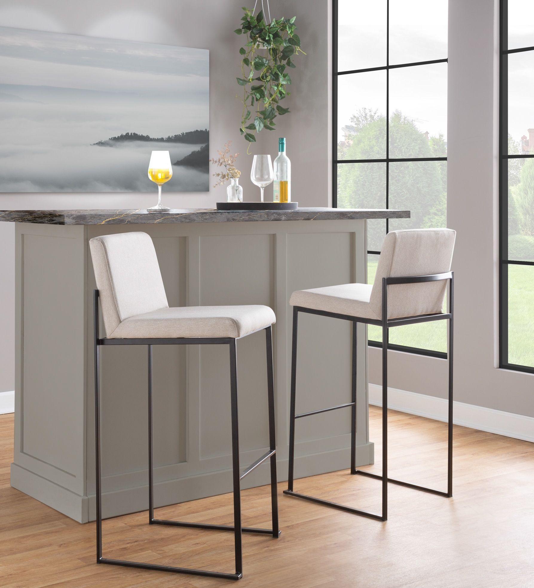 Fuji - Contemporary High Back Barstool Elegant Design