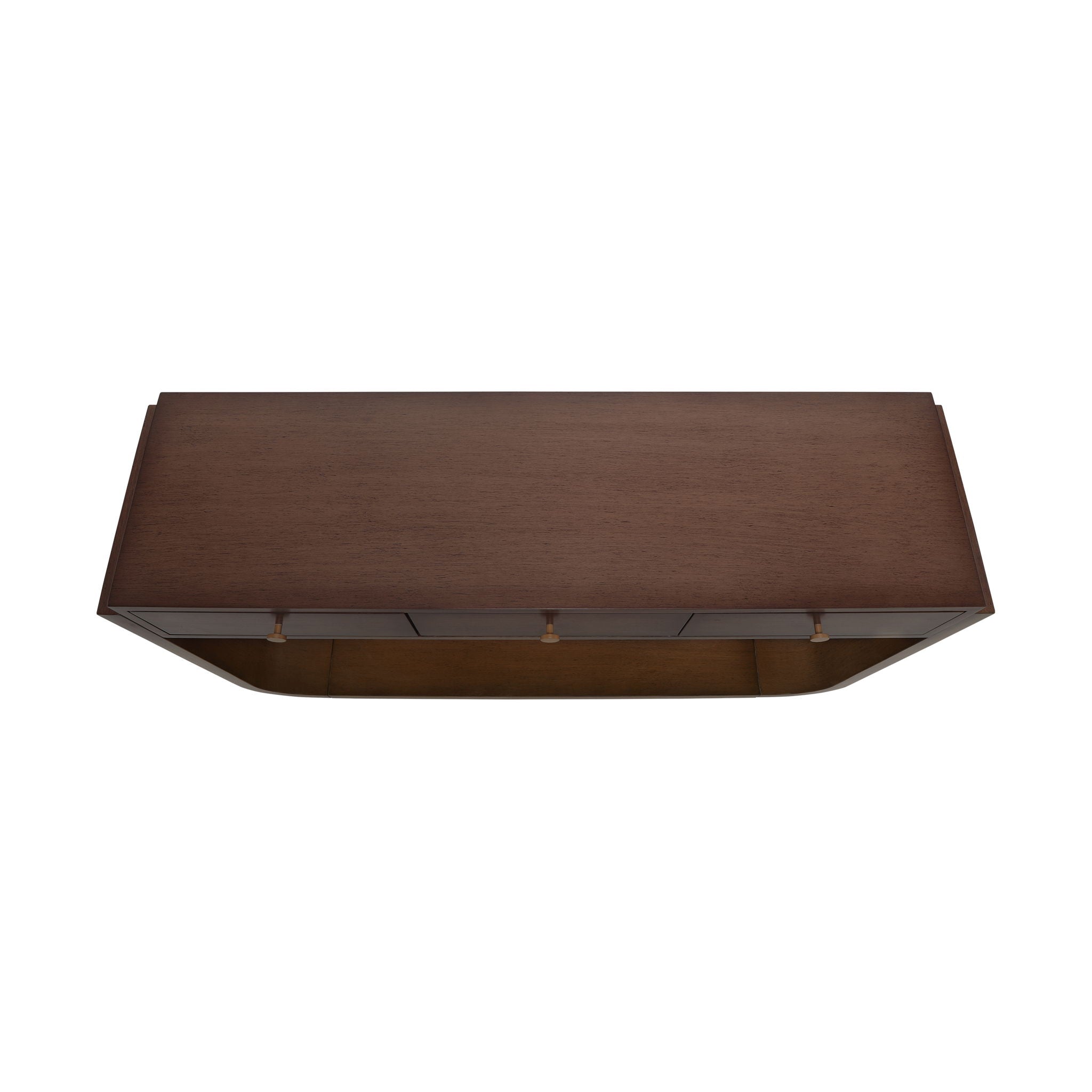 Console Table With 3 Drawers, Display Shelf, Curved Legs - Walnut