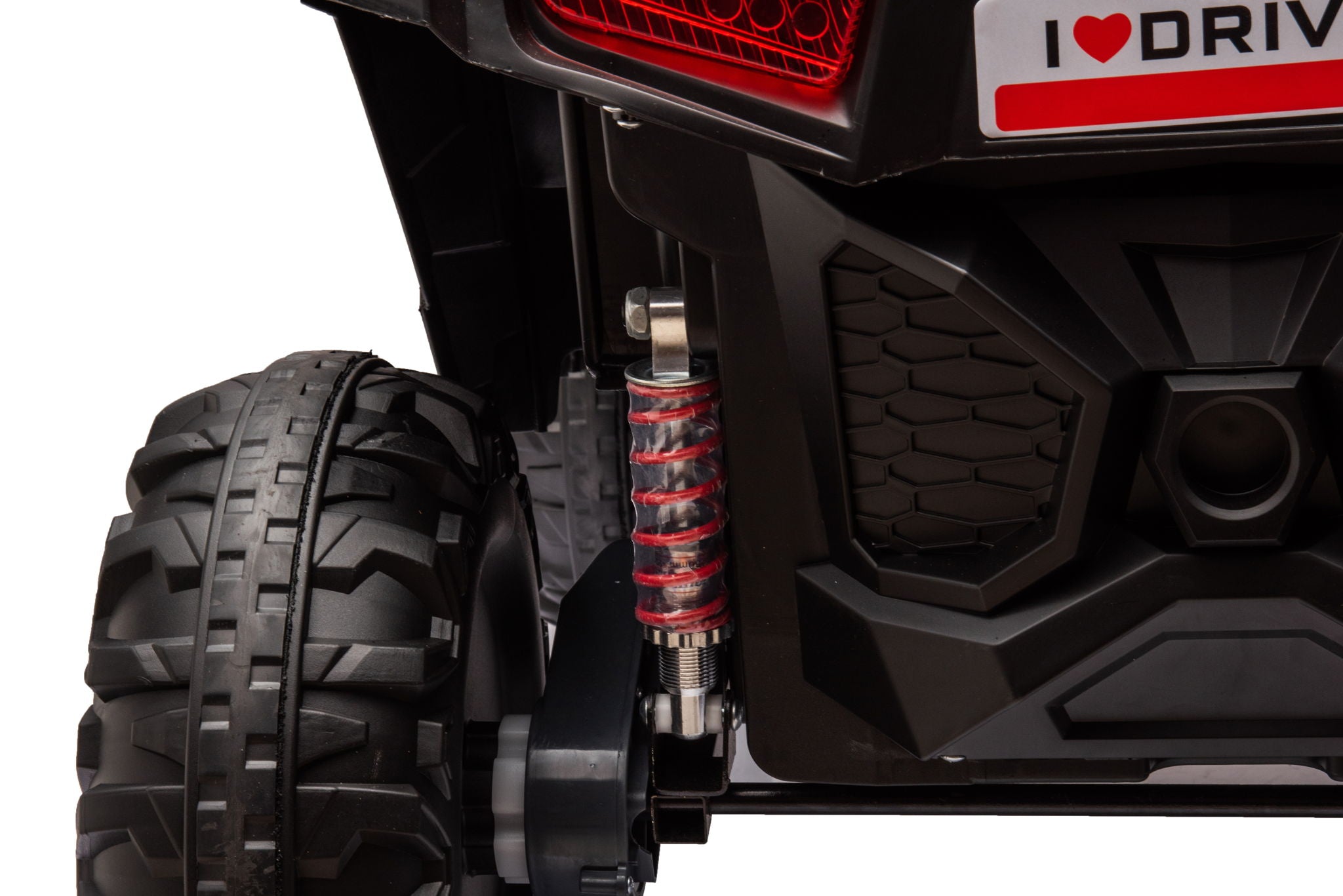 12V7A*1 30W*4 Four-Wheel Drive Seat One Button Start, Forward And Backward, High And Low Speed, Music, Front Light, Power Display, Two Doors Can Open, 2.4G R / C, Seat Belt Four Wheel Absorber