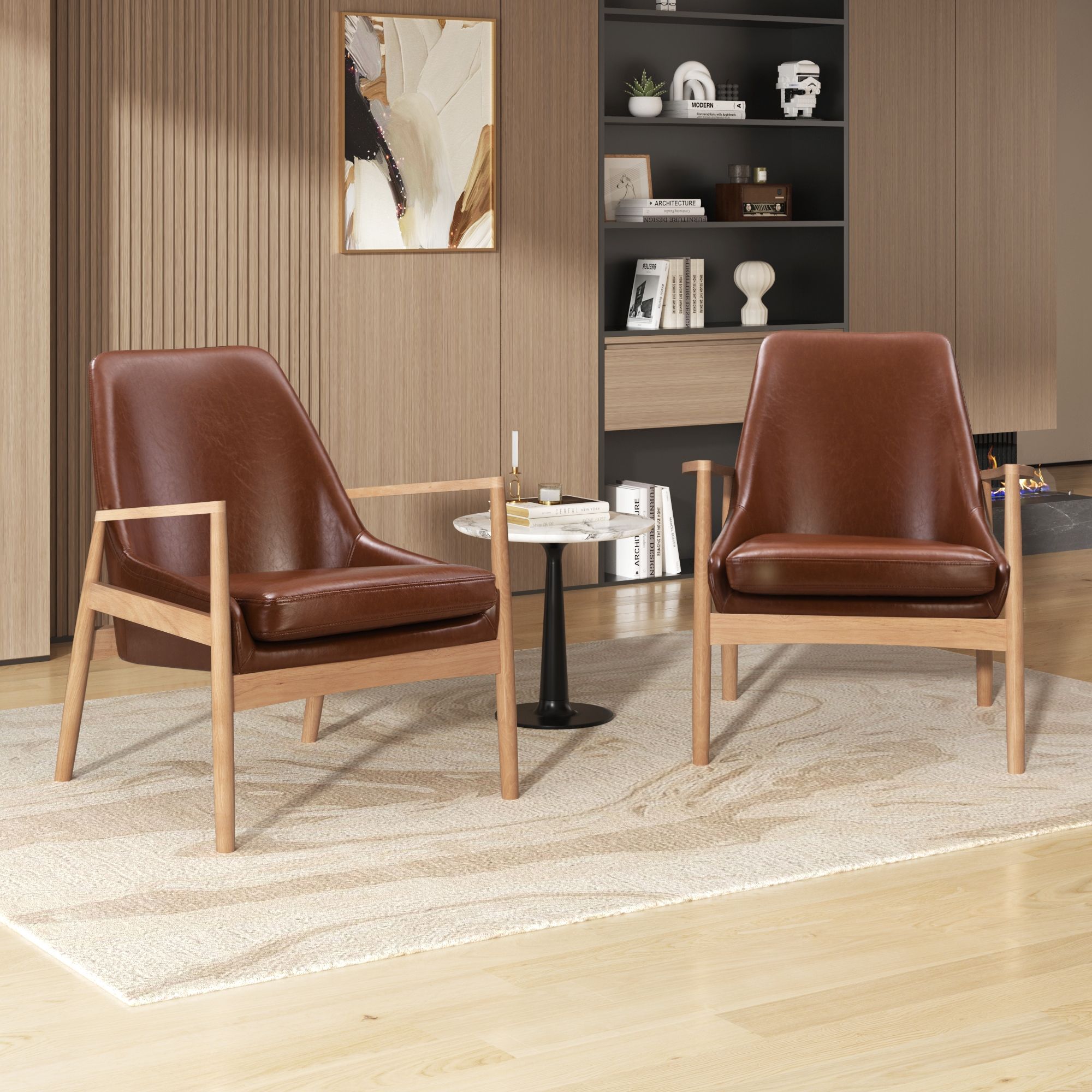 Mid-Century Modern Accent Armchair With High Back