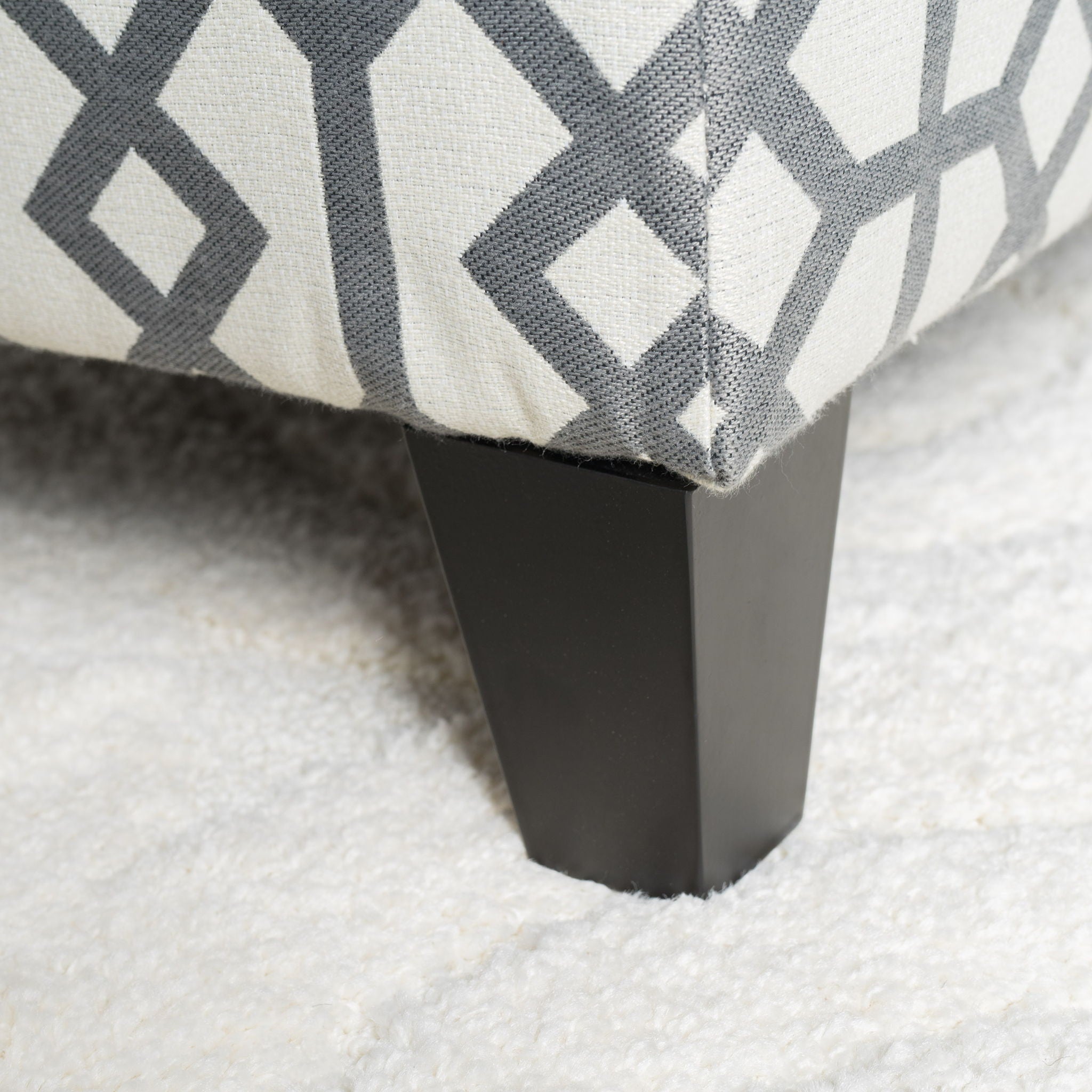 Quotient - Upholstered Storage Ottoman With Tapered Block Feet - Gray / White