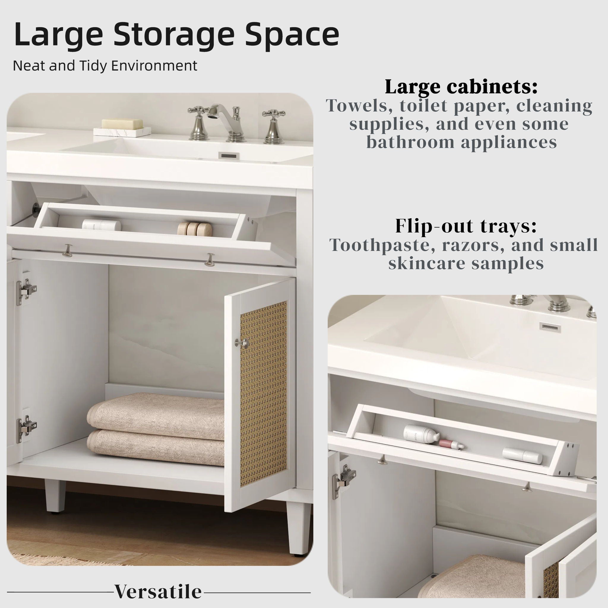 Bathroom Vanity With Double Sink, Large Storage Space