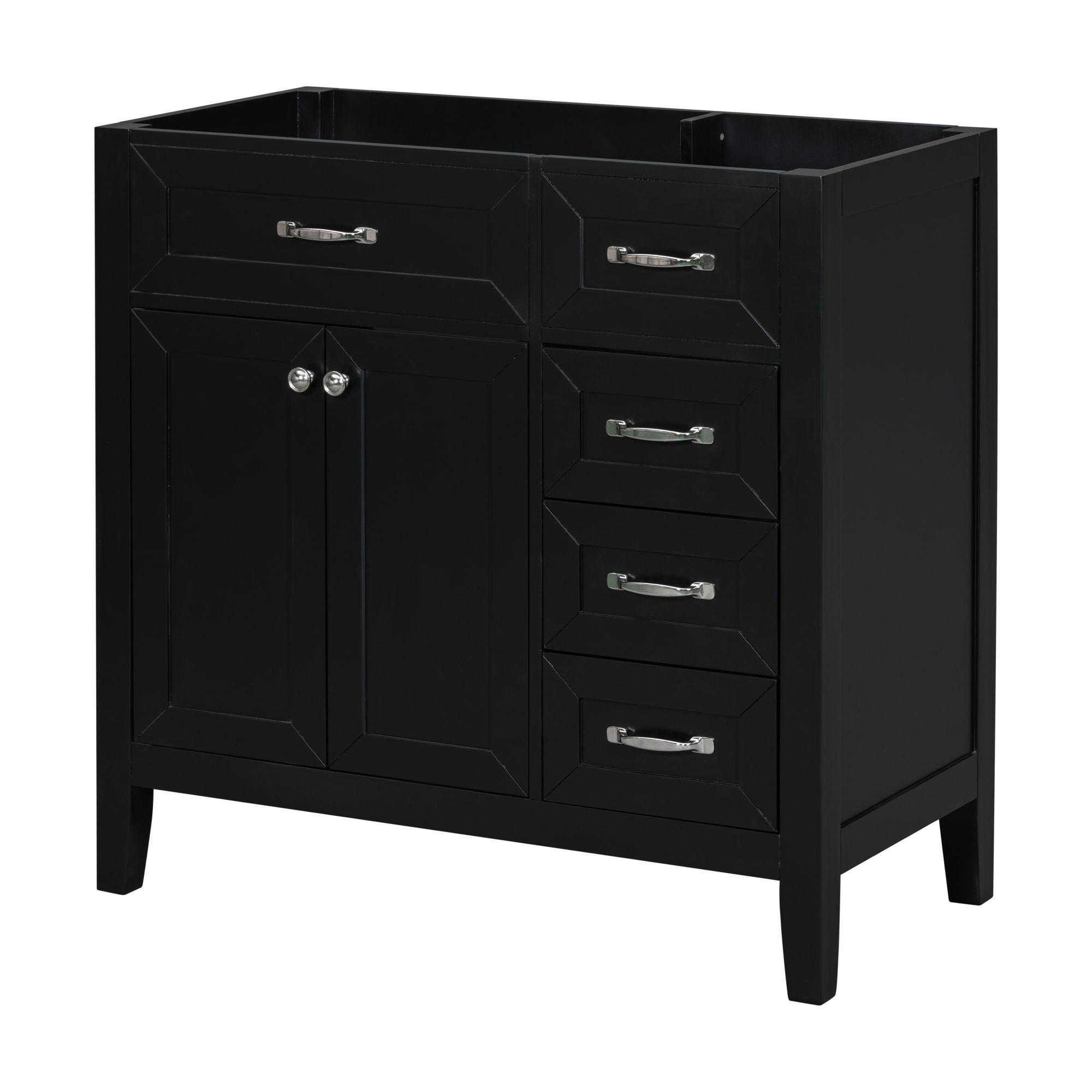 Modern Bathroom Vanity Base Only, 2 Doors And 3 Drawers
